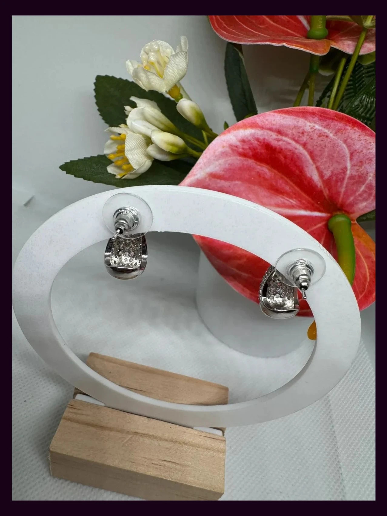 Pendientes acero inoxidable con piedras strass 🦋 – Acero 4