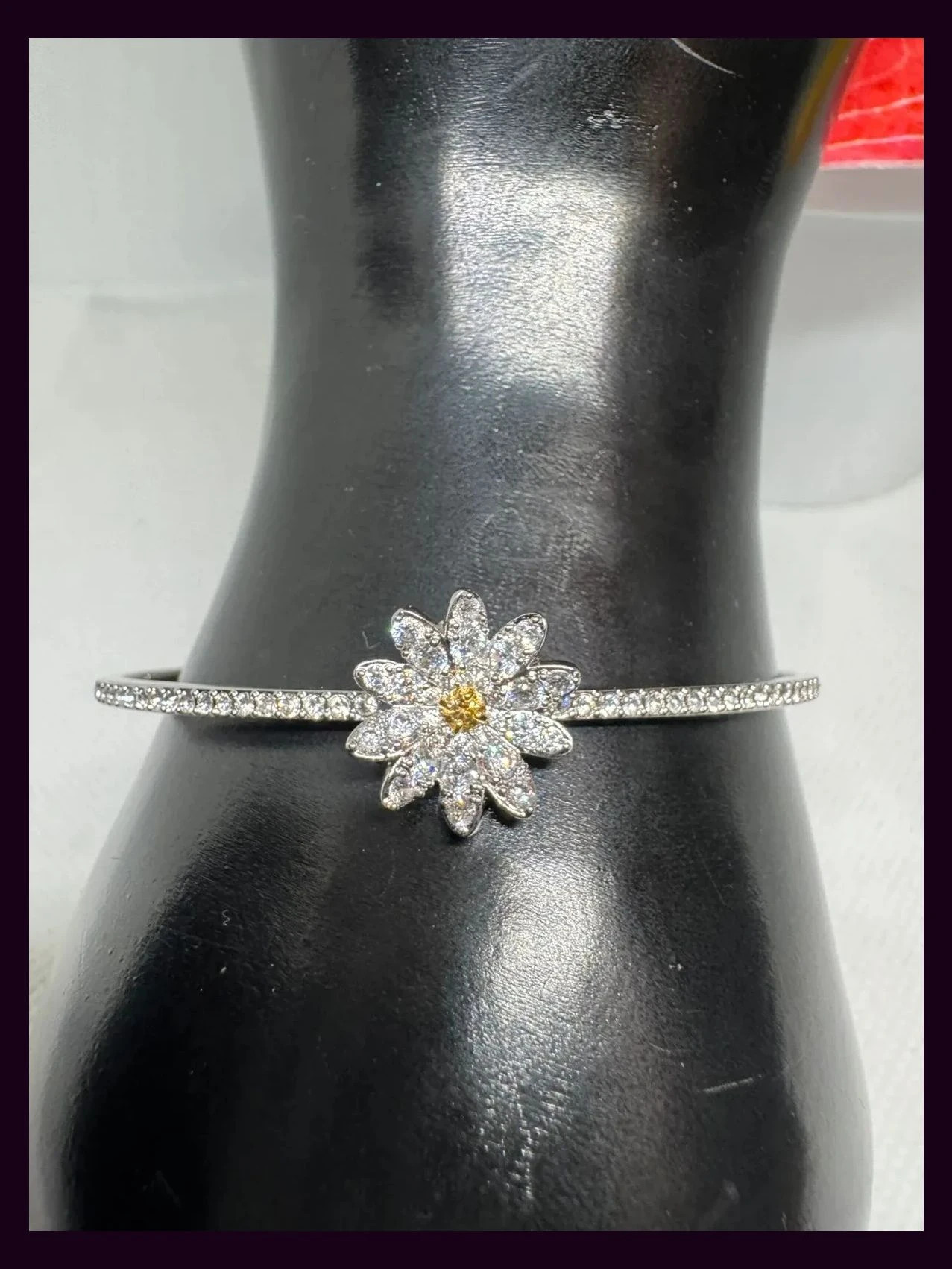 Pulsera flor de Swarovski, plateada , talla M 🦋 – Swarovski 3