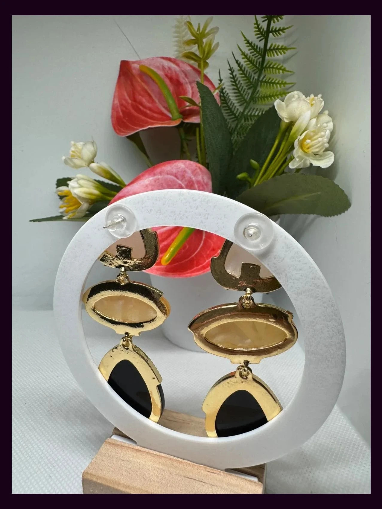 Pendientes largos acero y recina 🦋 – Monica 3