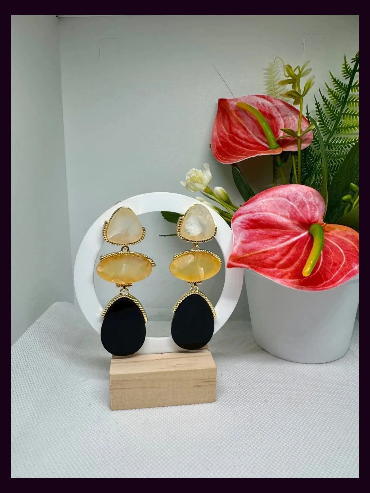 Pendientes largos acero y recina 🦋