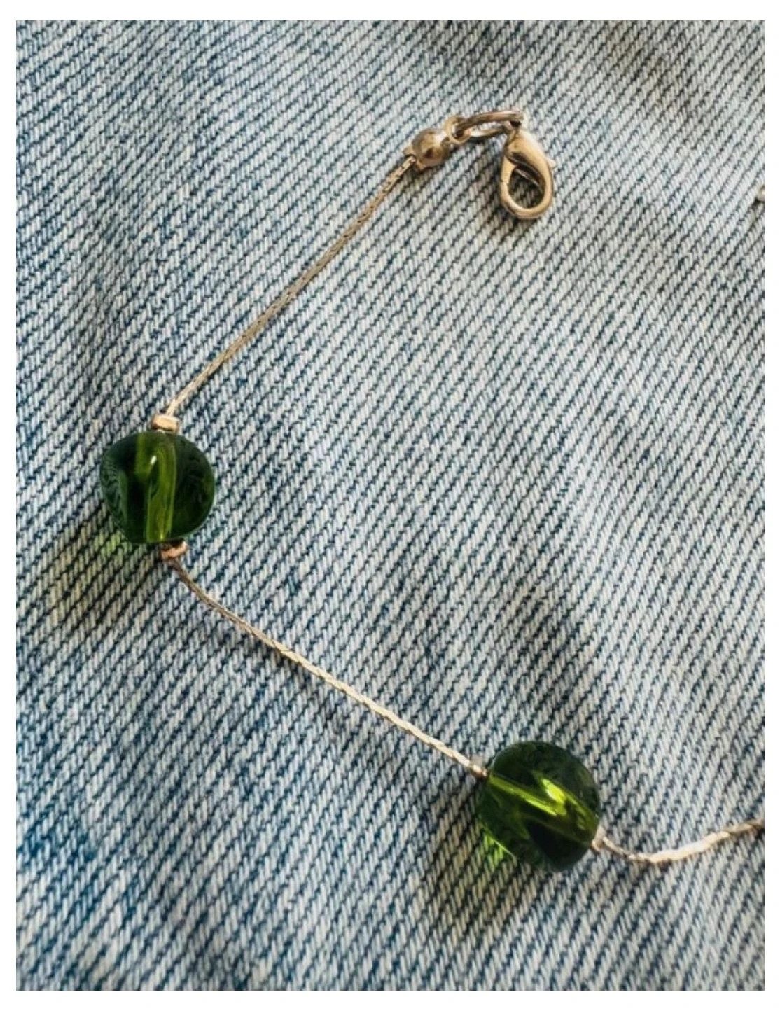 Pulsera acero con piedras cristal verde 🦋 – Acero 3