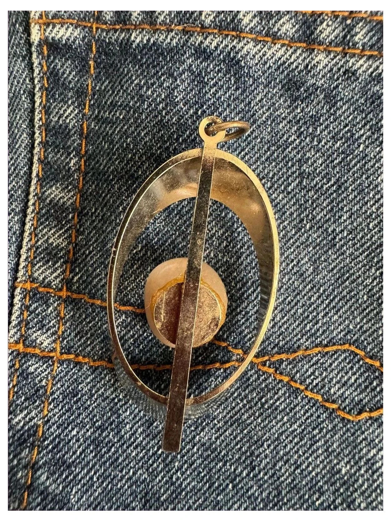 Colgante acero con piedra cuarzo 🦋 – Vintage 2