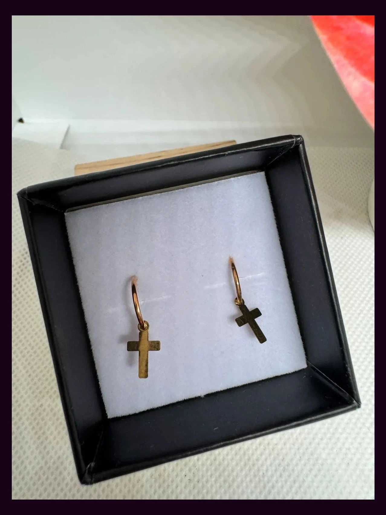 Pendientes aros con cruz oro 375 🦋 – ORO 2