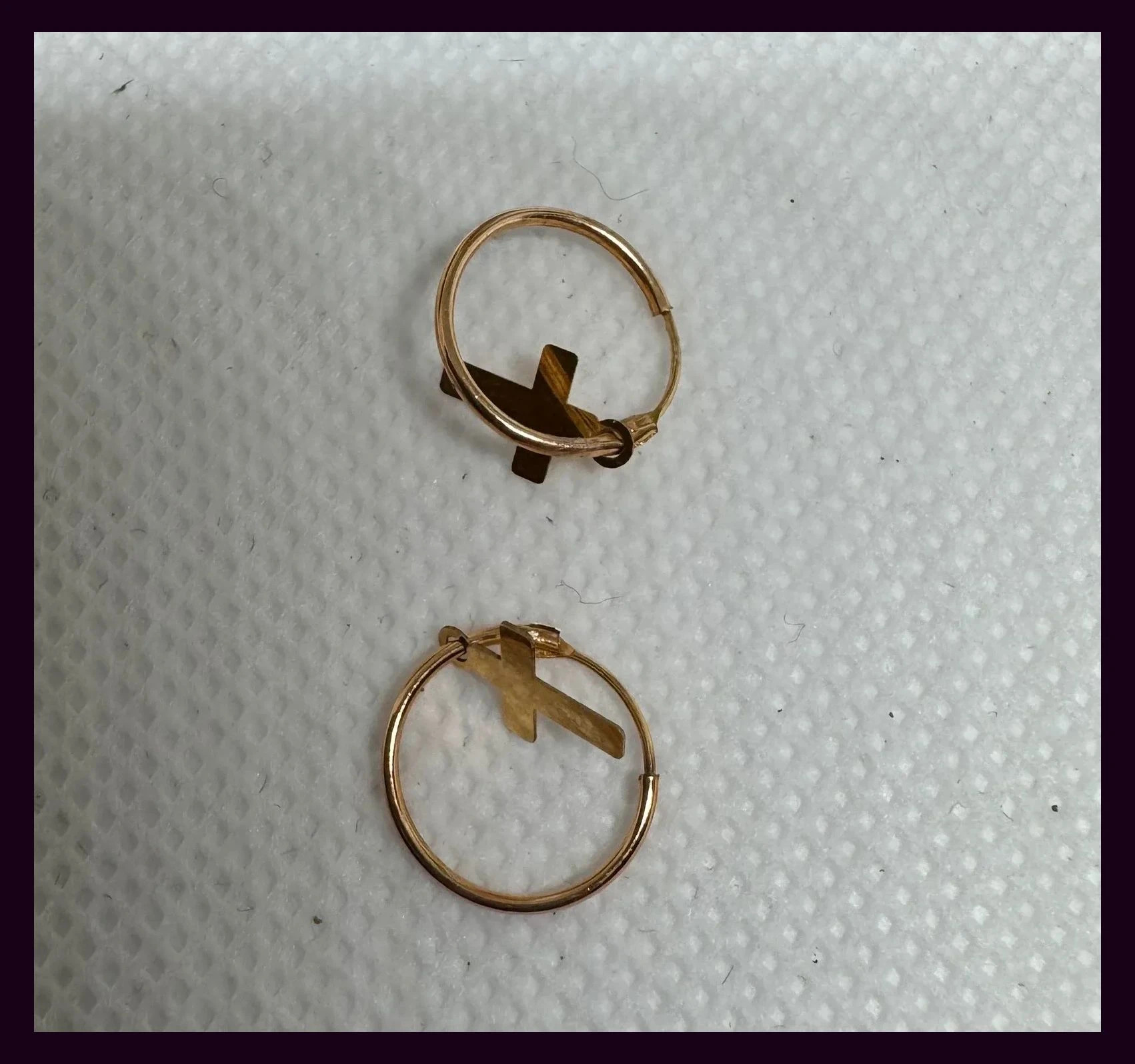 Pendientes aros con cruz oro 375 🦋 – ORO 3