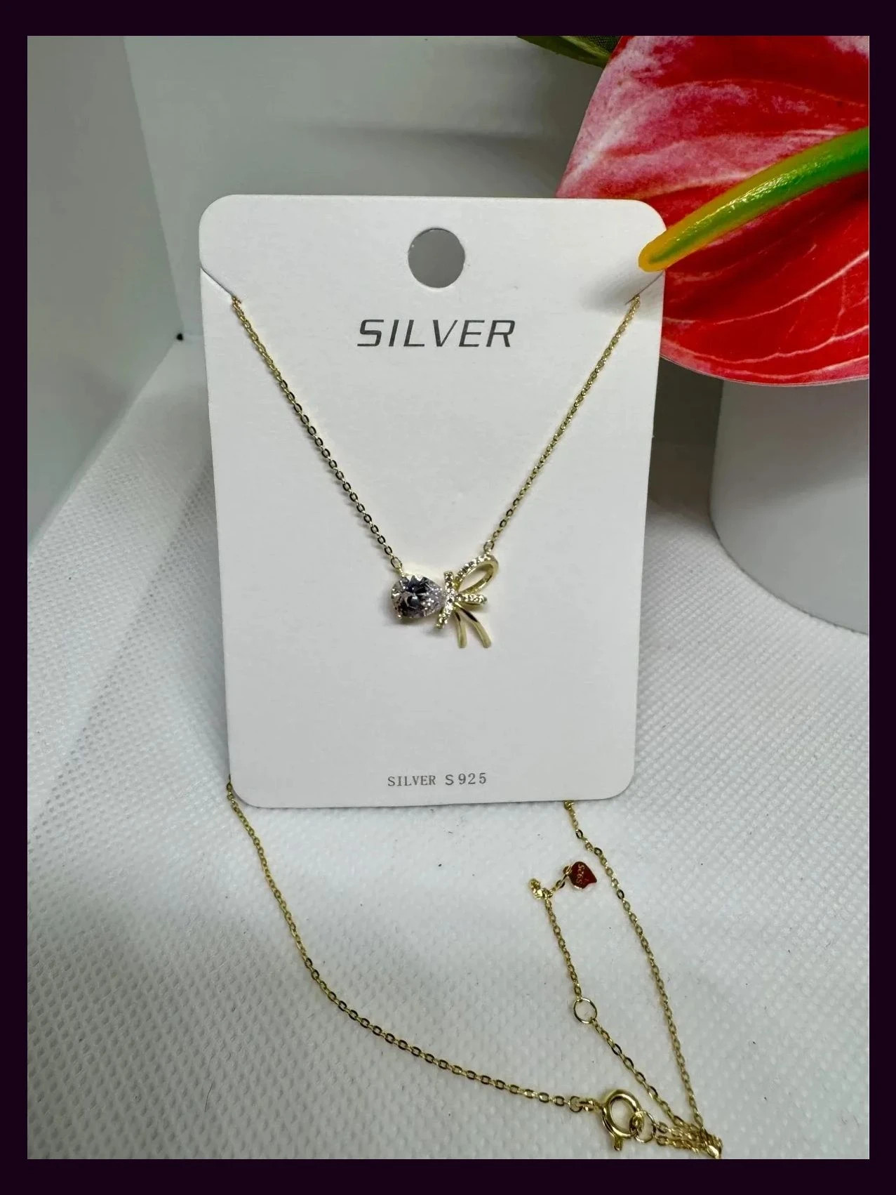 Collar plata 925 bañado oro , ideal para regalo , se envía con caja y certificado de joyería 🦋 – Plata 2