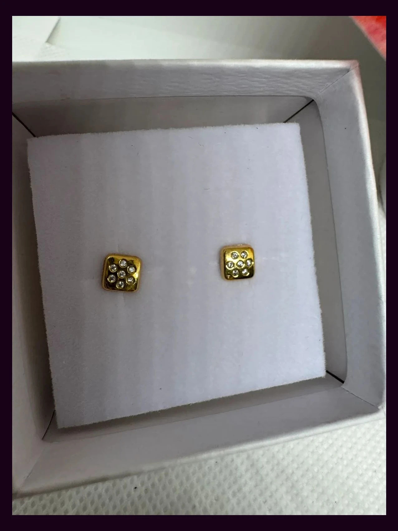 Pendientes oro 750 (18kt) - tachuelas cuadradas zirconitas – 750 3
