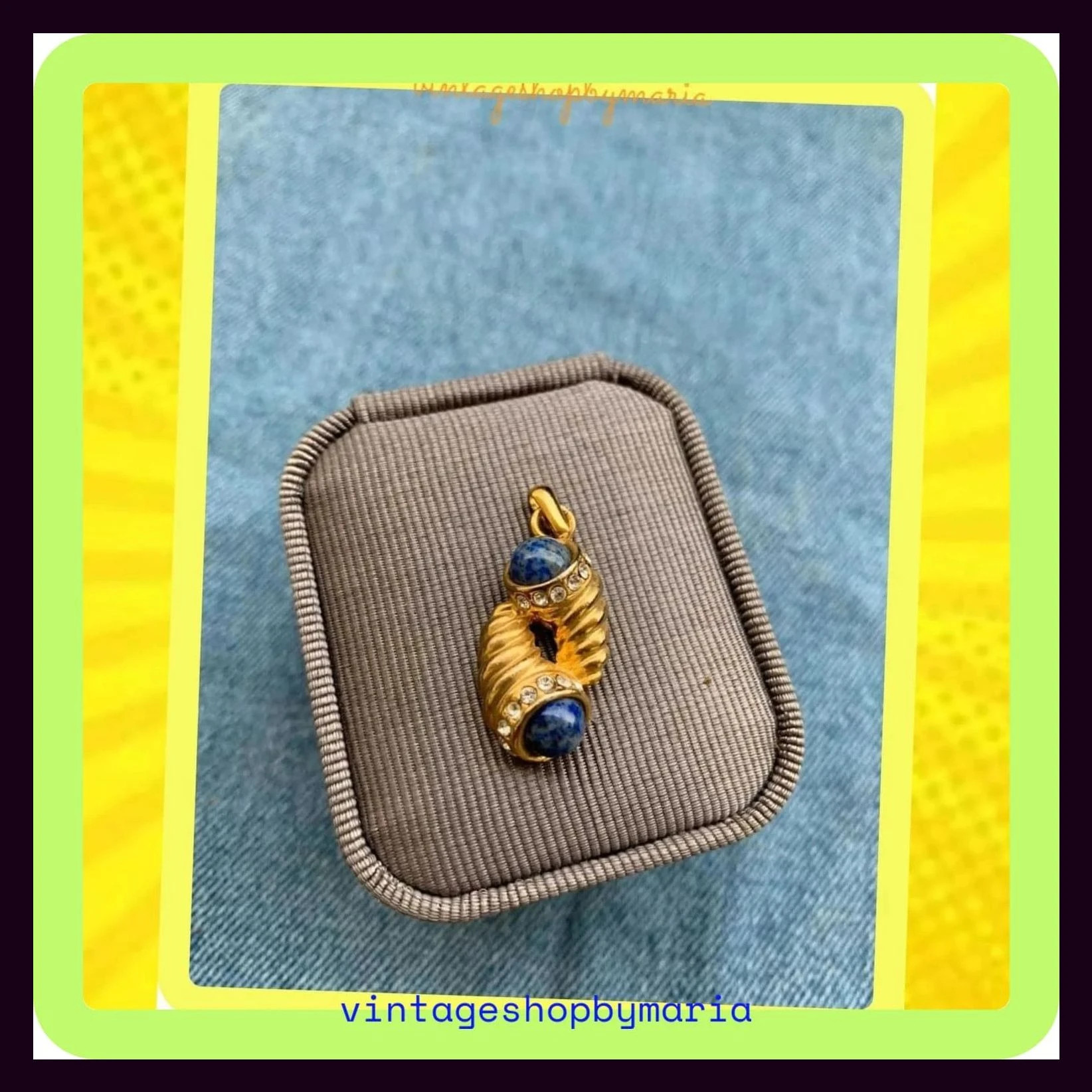 Colgante chapado oro y piedra lápiz lazuli 🦋 2