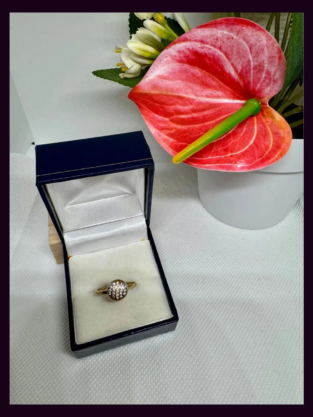 Anillo oro 375 con pavé, talla 18 (18,1 mm Ø / 18,5) 💍