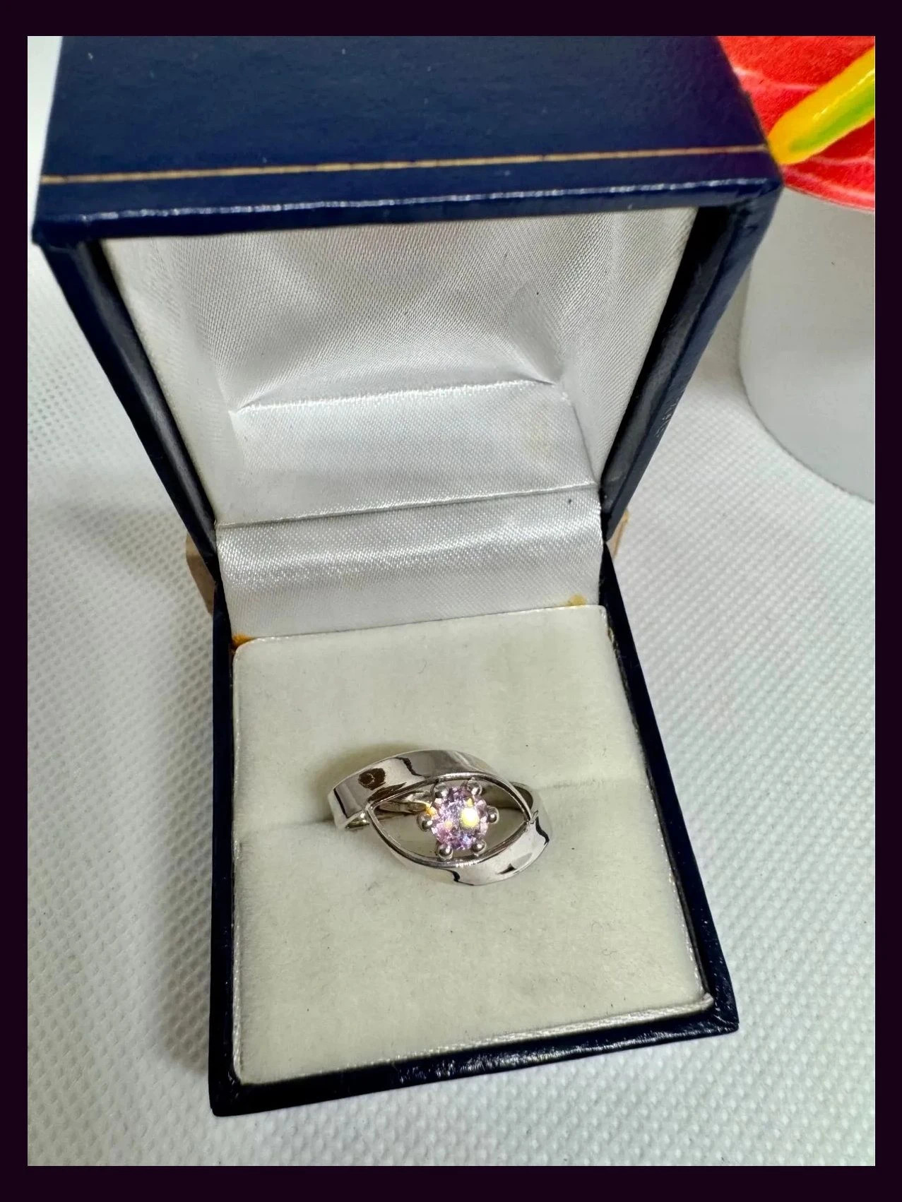 Anillo oro blanco 9kt con zirconita rosa 💍 Talla 18 (18,1 mm) – ORO – taille 18,1 mm 2