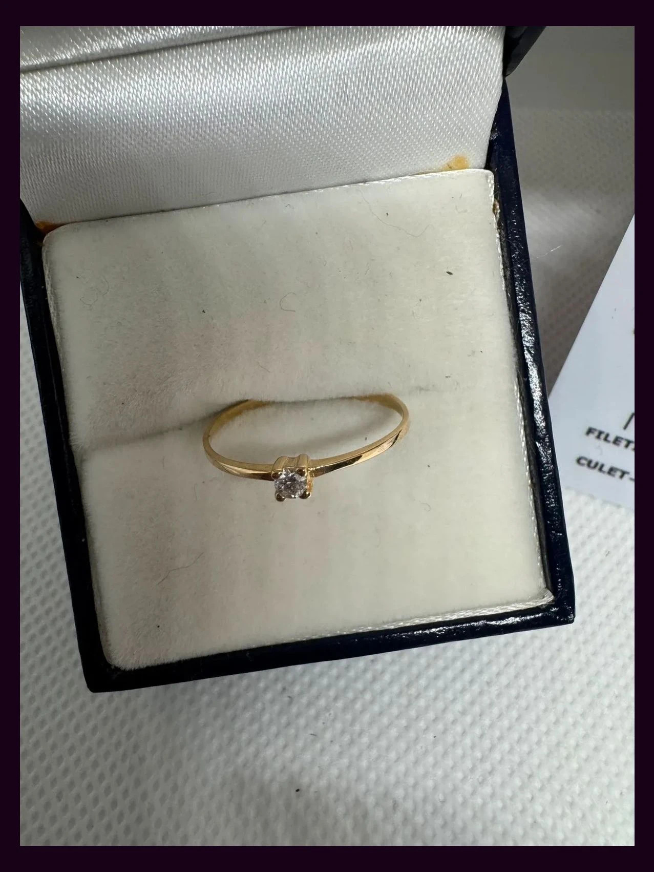 Anillo solitario con diamante, oro 9kt , 375 ,se envía con caja y certificado 🦋 – ORO – taille 17,7 mm 3