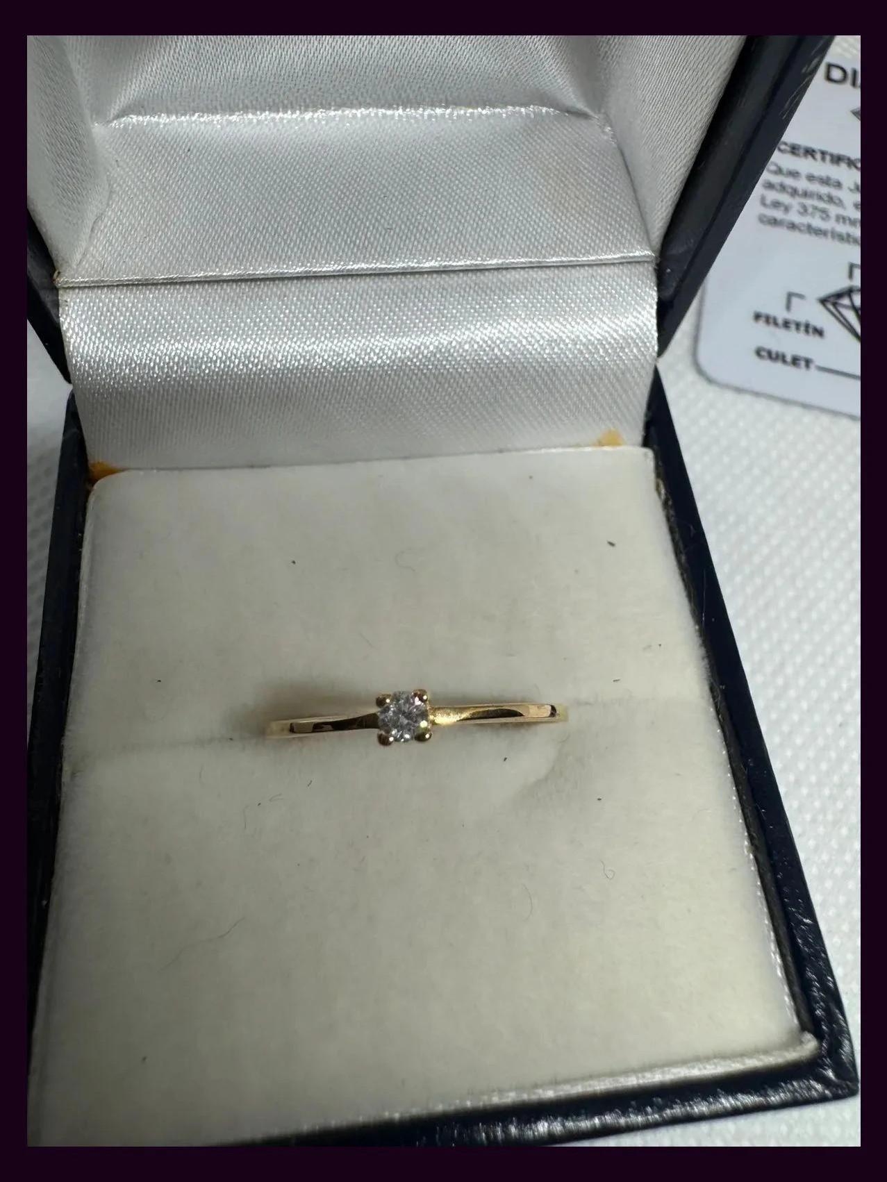 Anillo solitario con diamante, oro 9kt , 375 ,se envía con caja y certificado 🦋 – ORO – taille 17,7 mm 4