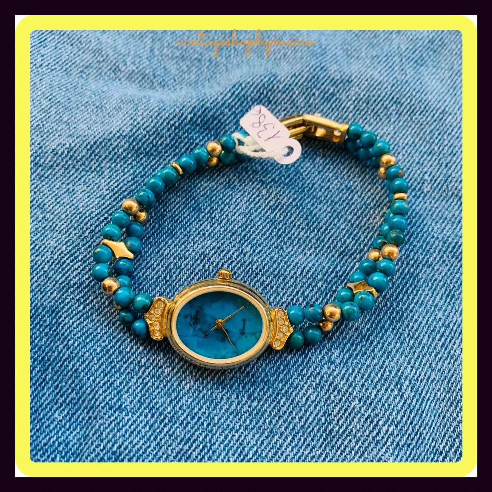 Reloj vintage piedra turquesa y chapado de oro 🦋 – Vintage – taille Taille unique 3