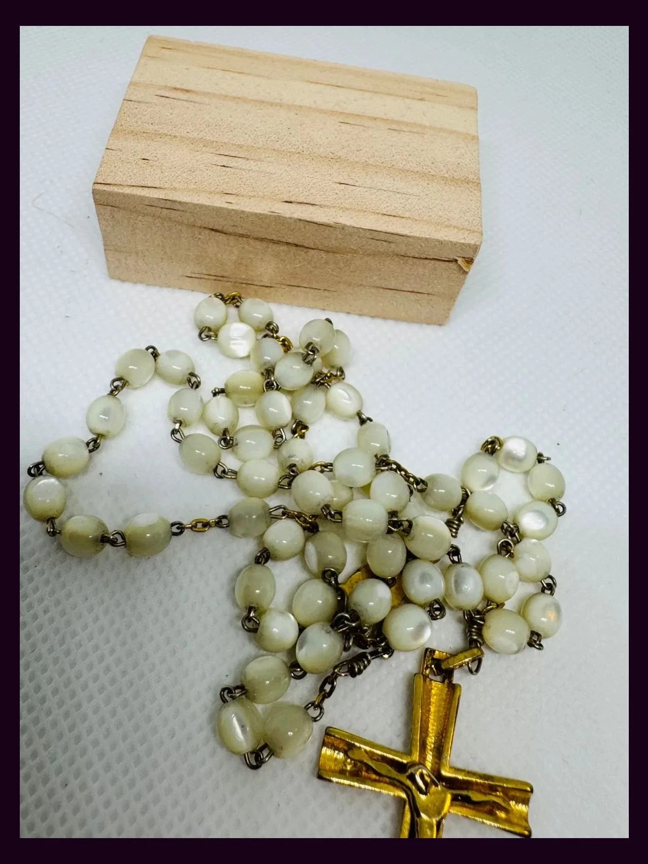 Rosario vintage con piedras naturales y cruz plata 925 bañado en oro 🦋 – Vintage 4