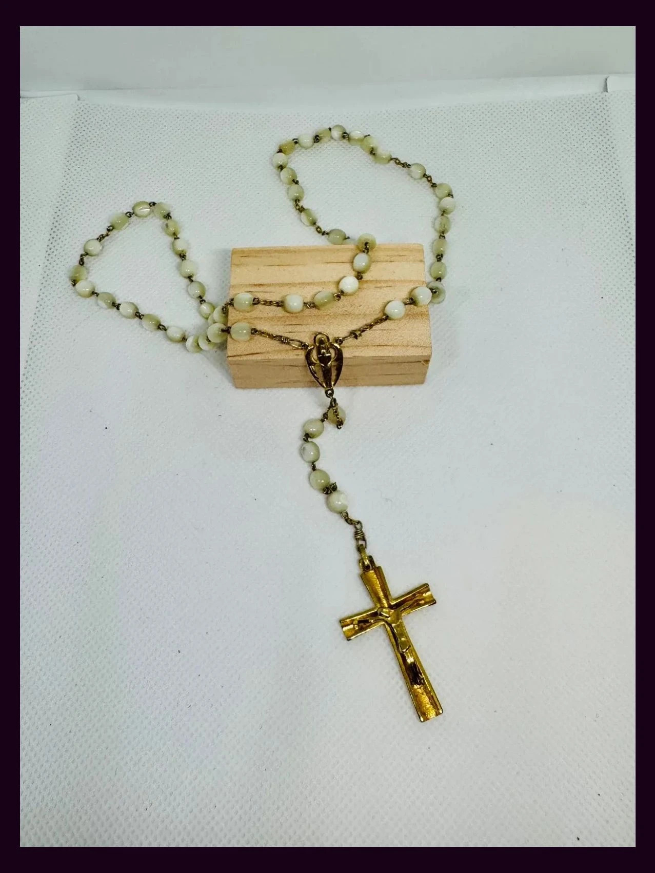 Rosario vintage con piedras naturales y cruz plata 925 bañado en oro 🦋