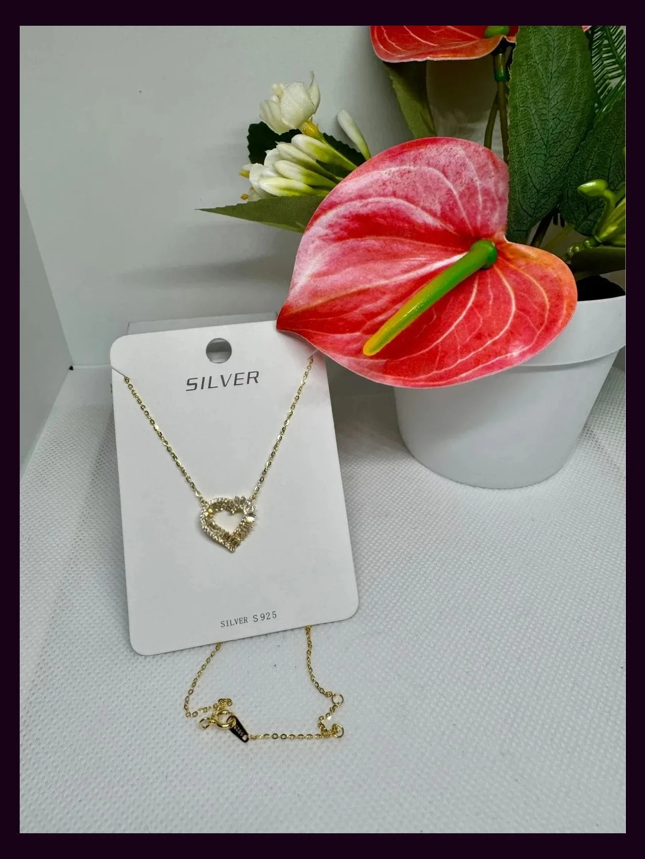 Collar plata 925 bañada oro , ideal para regalo , envío con caja de regalo y certificado 🦋 – Plata