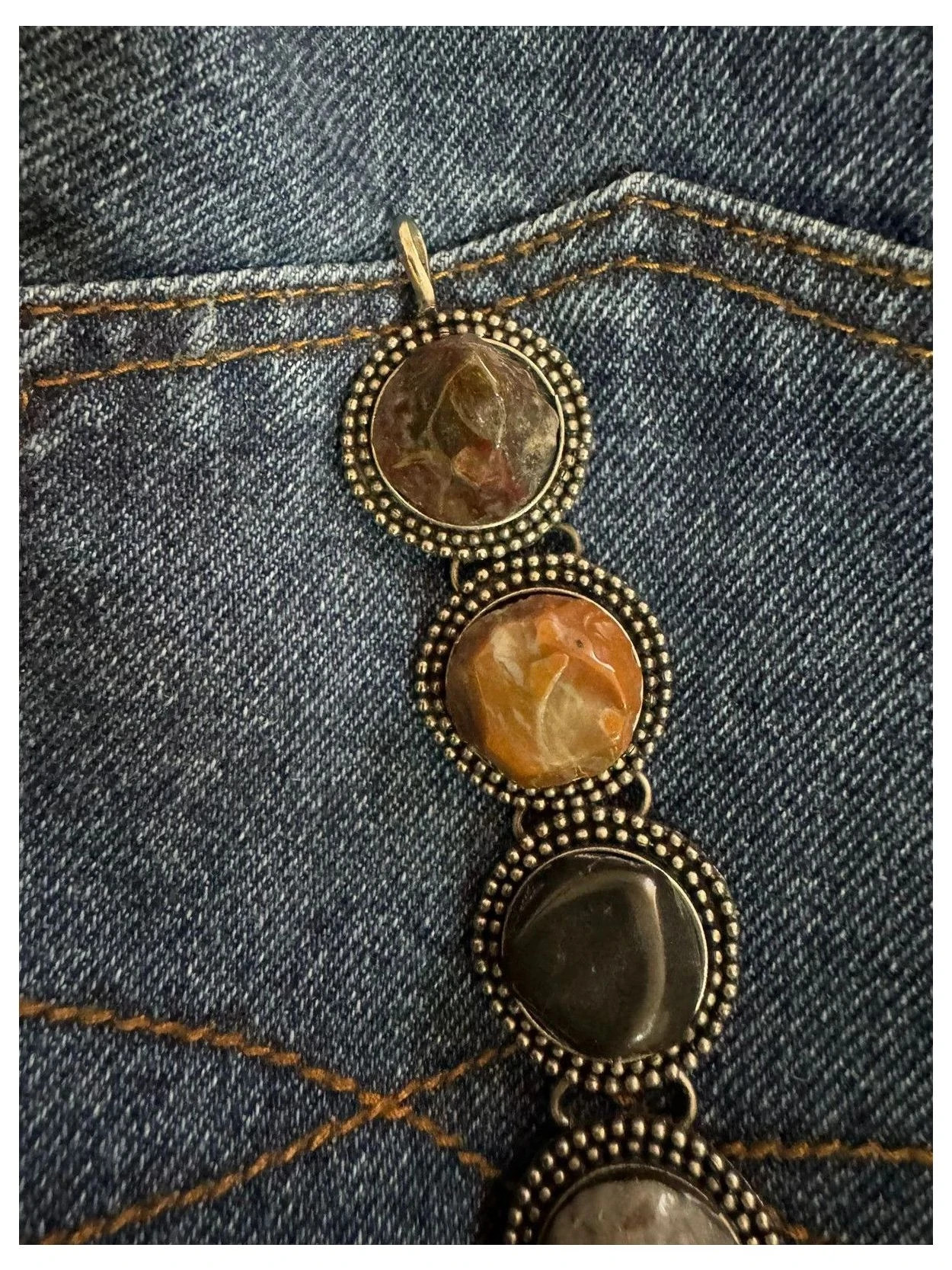Pulsera vintage de alpaca y piedras naturales 🦋 – Vintage Dressing 3