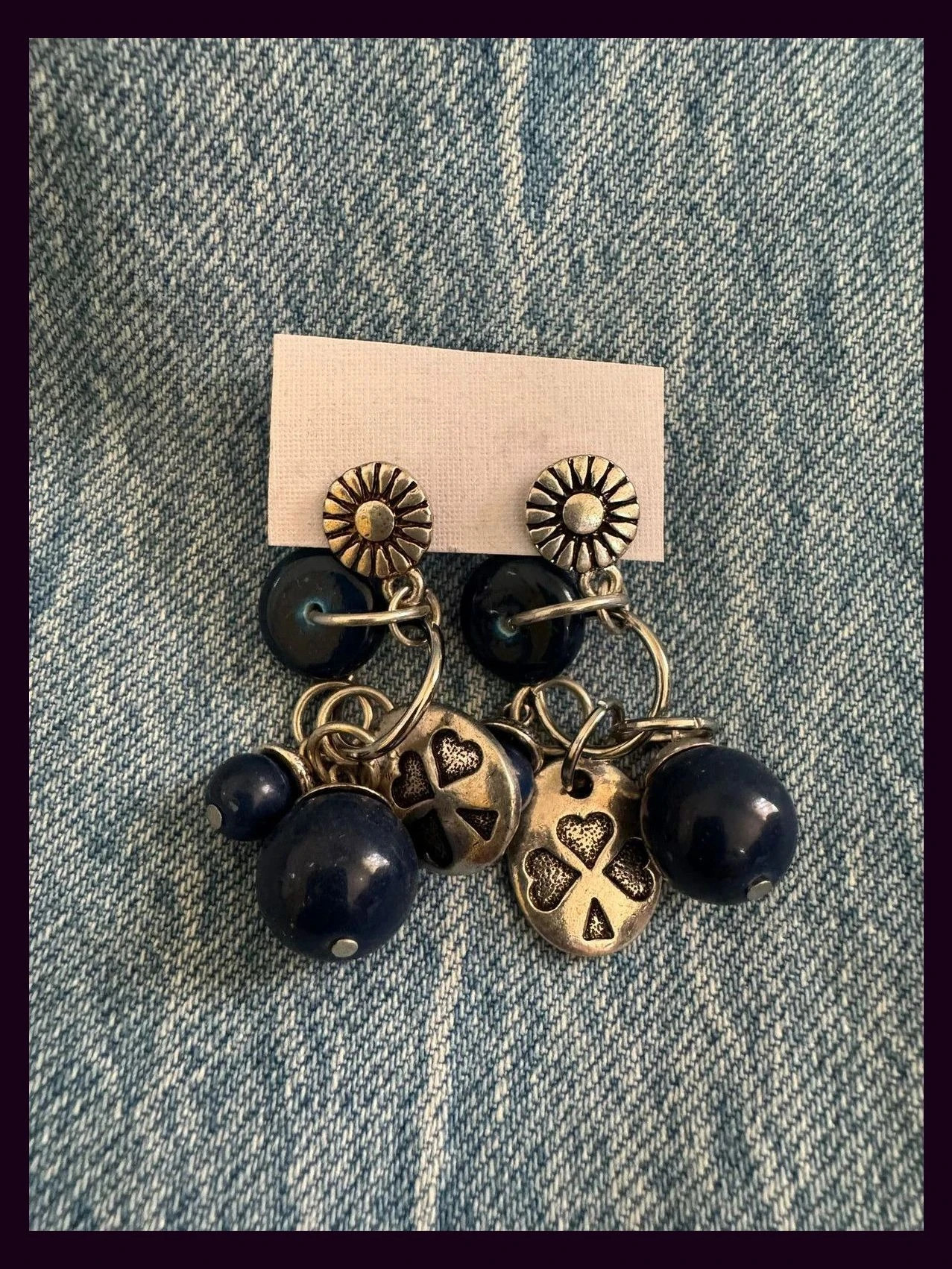 Pendientes vintage de alpaca y abalorios 🦋