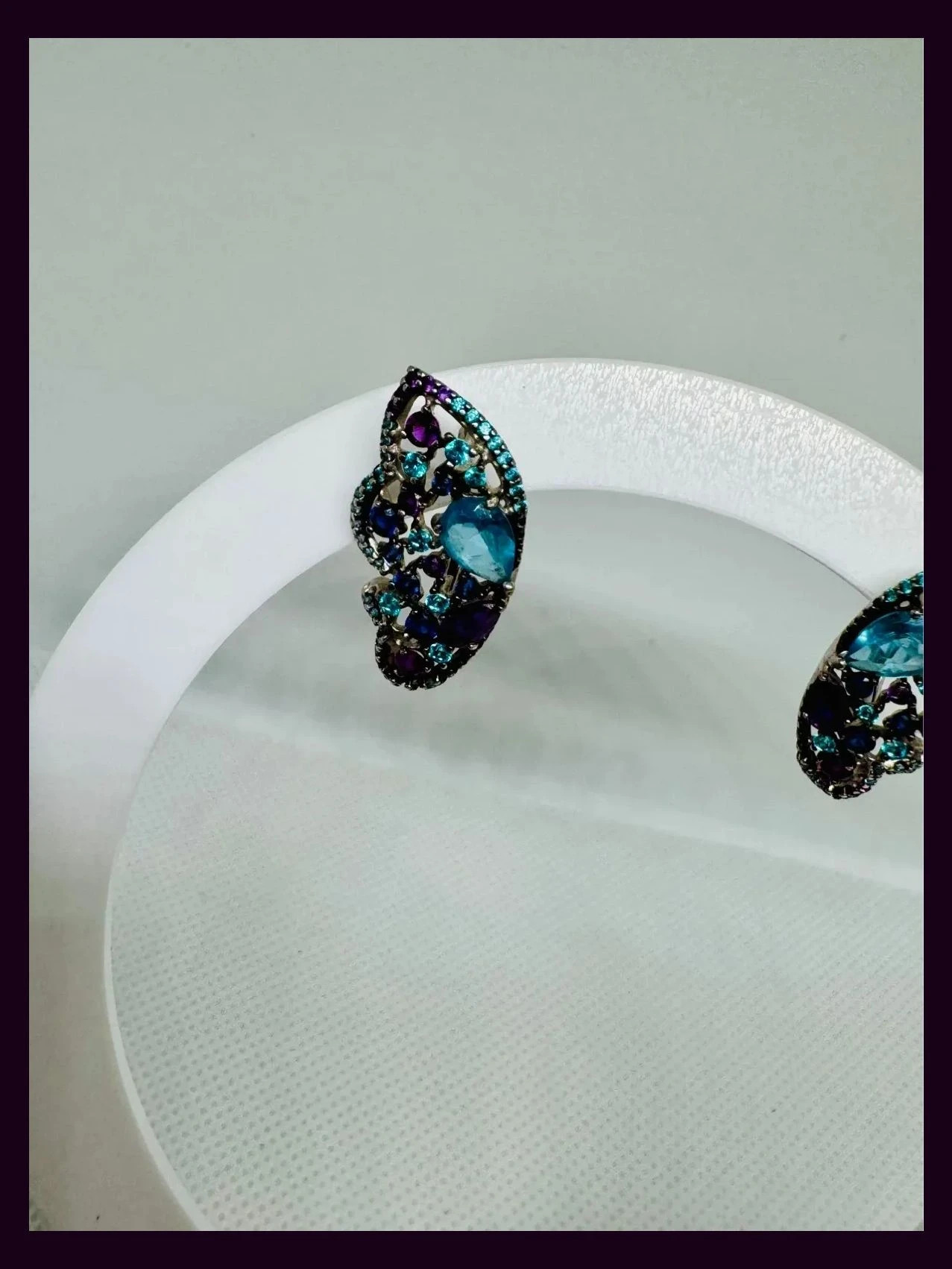Pendientes plata 925 con piedras semipreciosas, fabricados en Rusia de los años 2001 🦋 – Plata de Ley 3