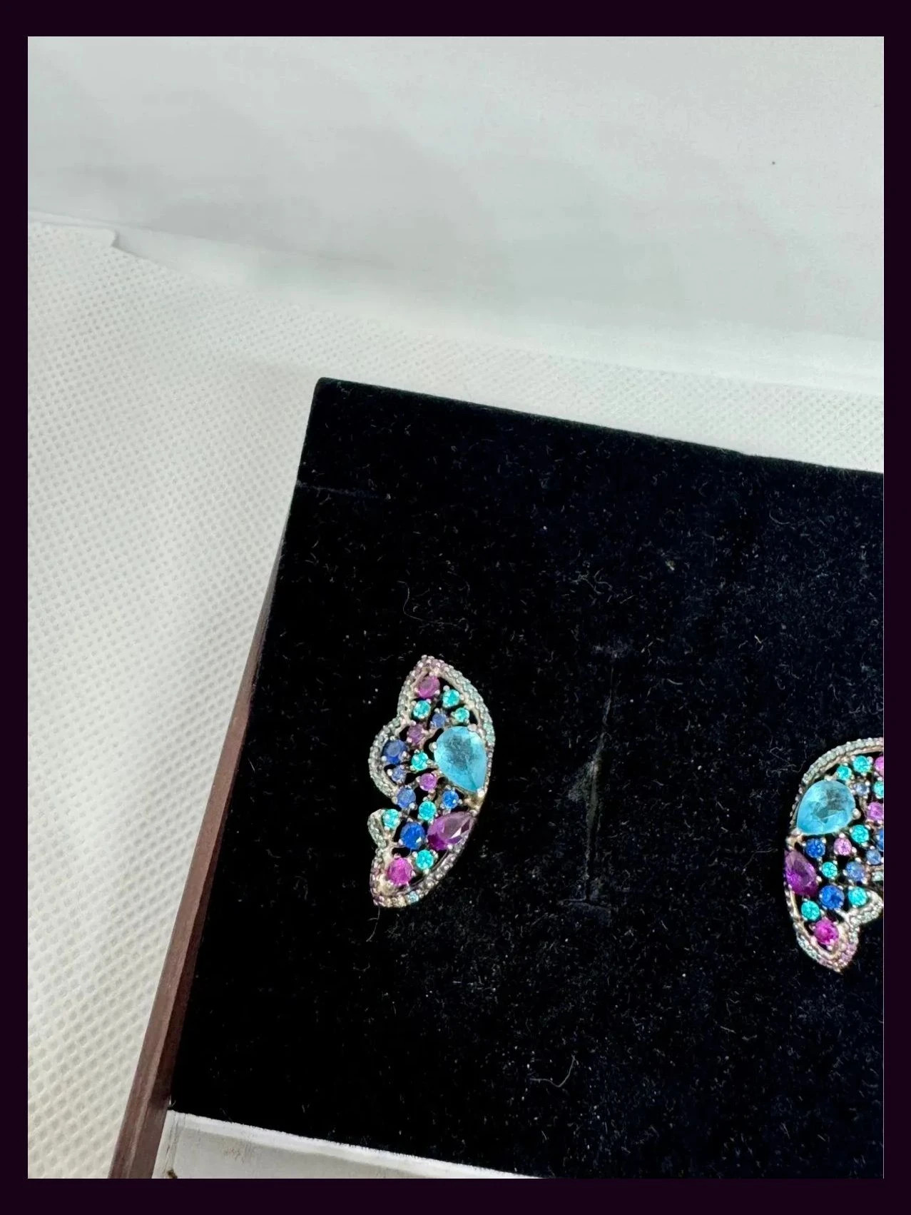Pendientes plata 925 con piedras semipreciosas, fabricados en Rusia de los años 2001 🦋 – Plata de Ley 4