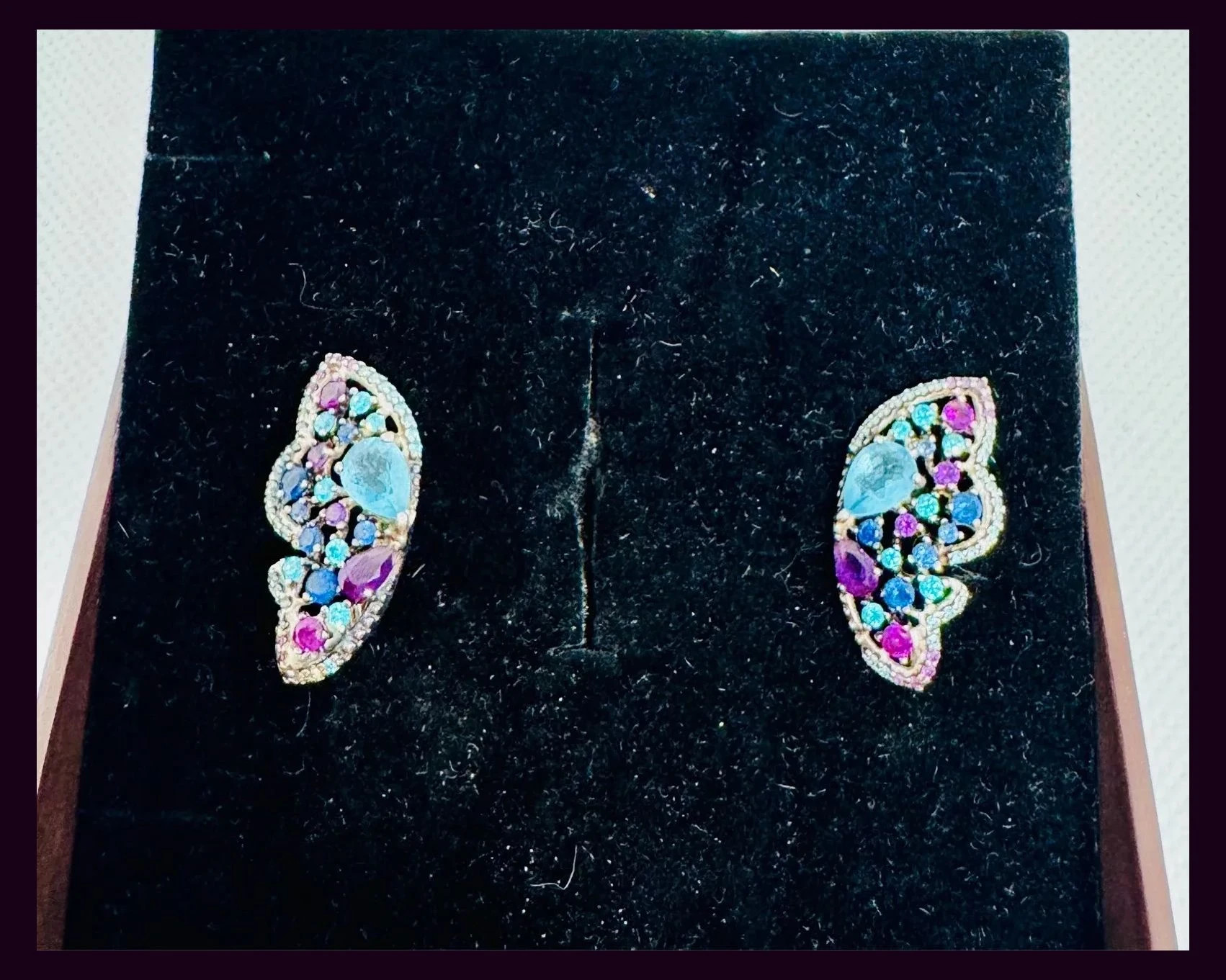 Pendientes plata 925 con piedras semipreciosas, fabricados en Rusia de los años 2001 🦋 – Plata de Ley 2