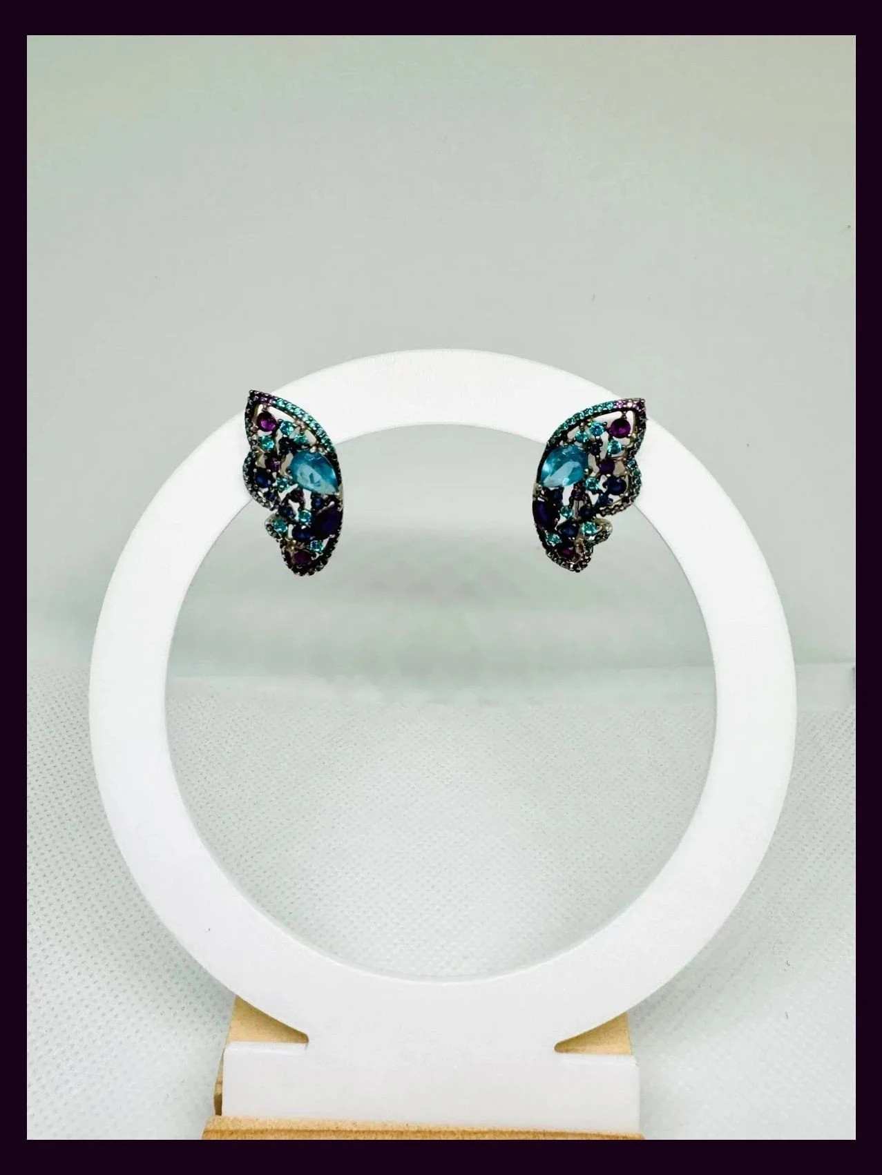 Pendientes plata 925 con piedras semipreciosas, fabricados en Rusia de los años 2001 🦋