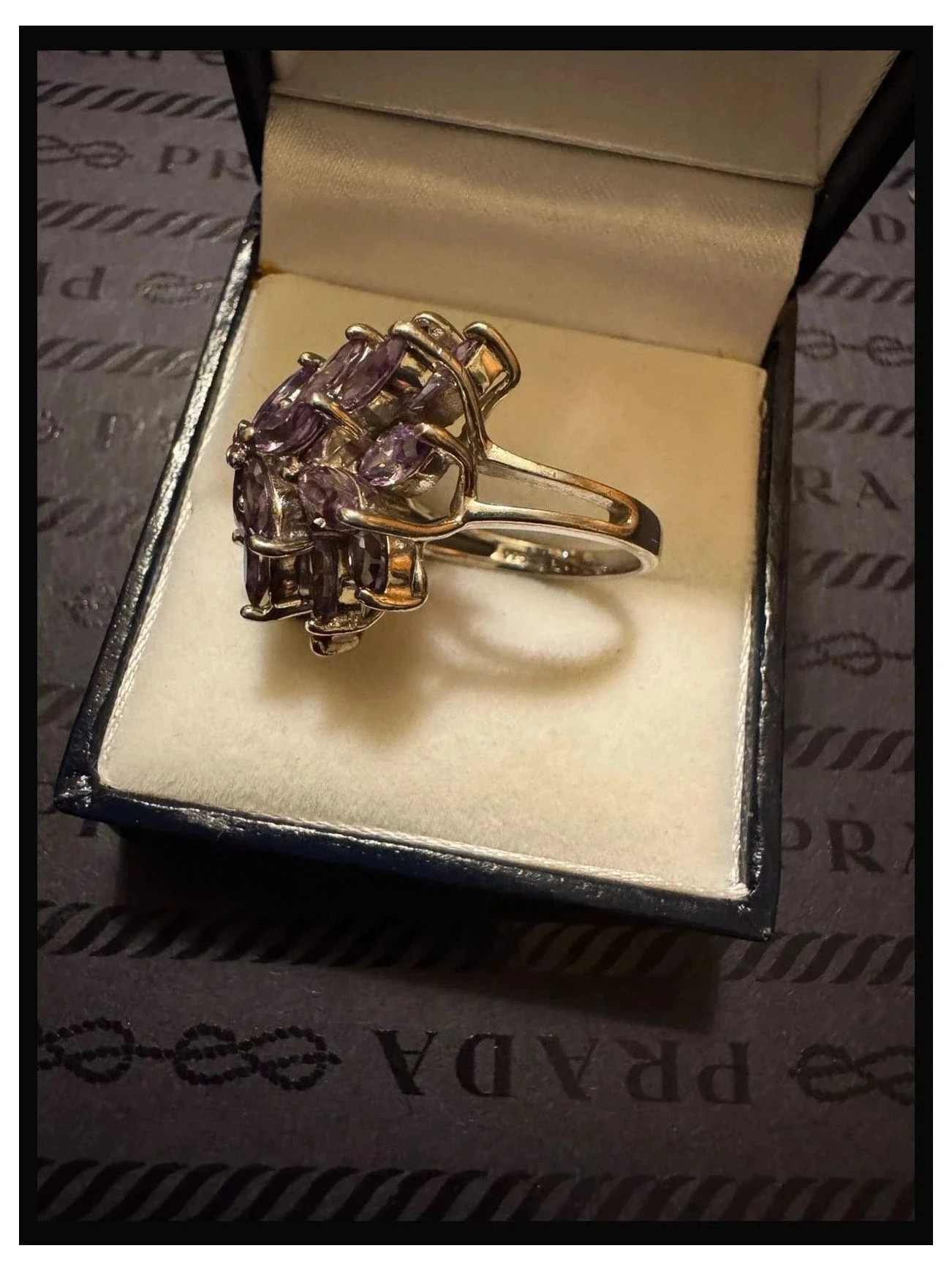 Anillo plata 925 con piedras amatistas 🦋 – Vintage Dressing – taille 16,1 mm 5