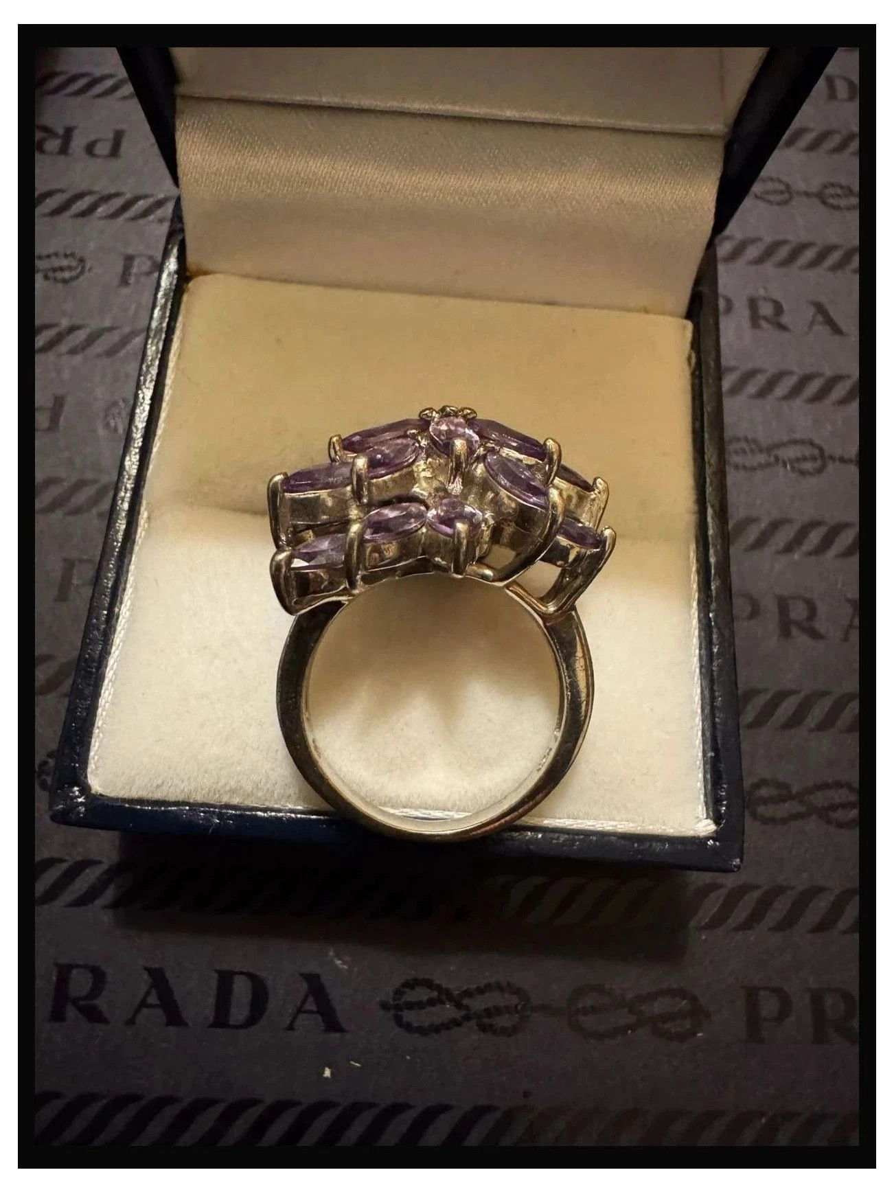 Anillo plata 925 con piedras amatistas 🦋 – Vintage Dressing – taille 16,1 mm 3