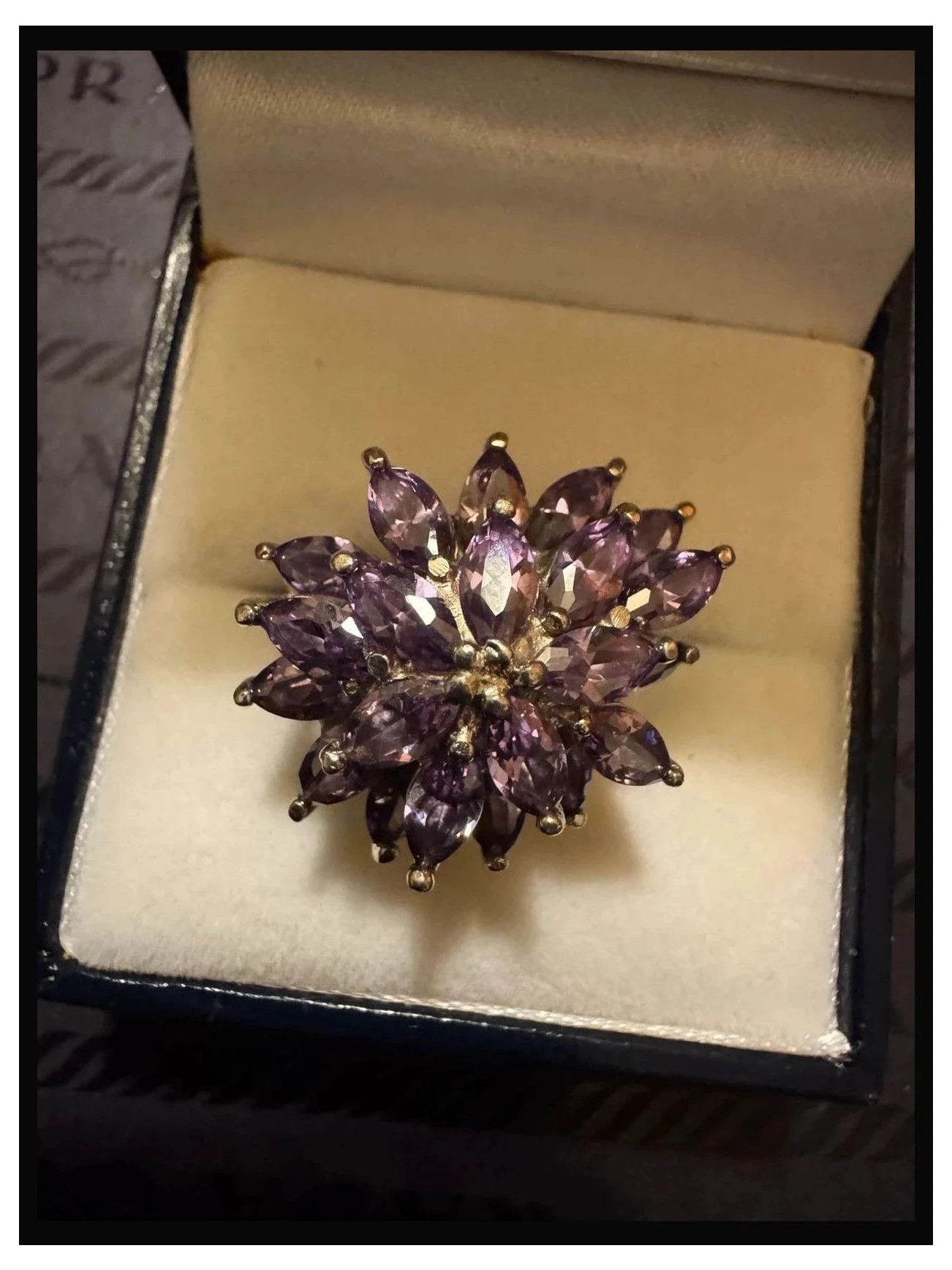 Anillo plata 925 con piedras amatistas 🦋 – Vintage Dressing – taille 16,1 mm 2