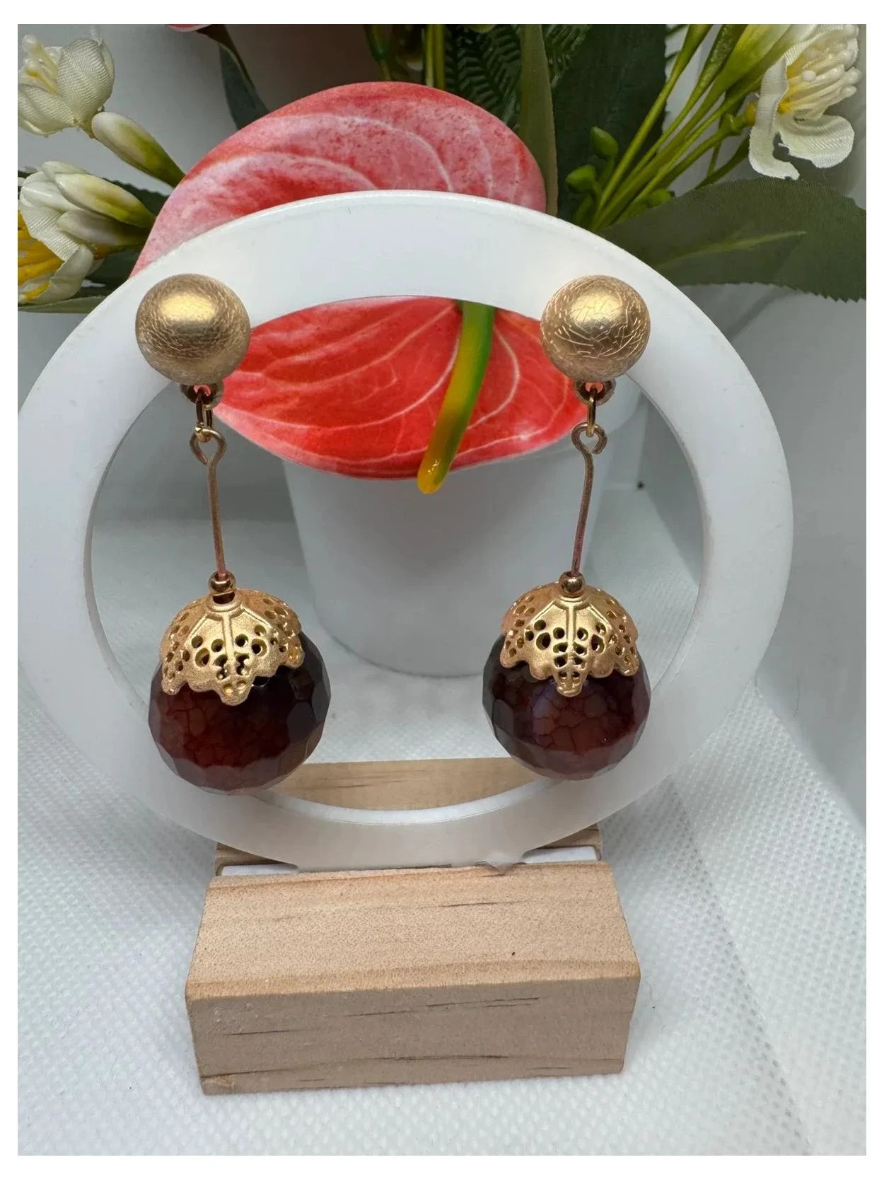 Pendientes dorados acero con piedra 🦋 – Acero 2