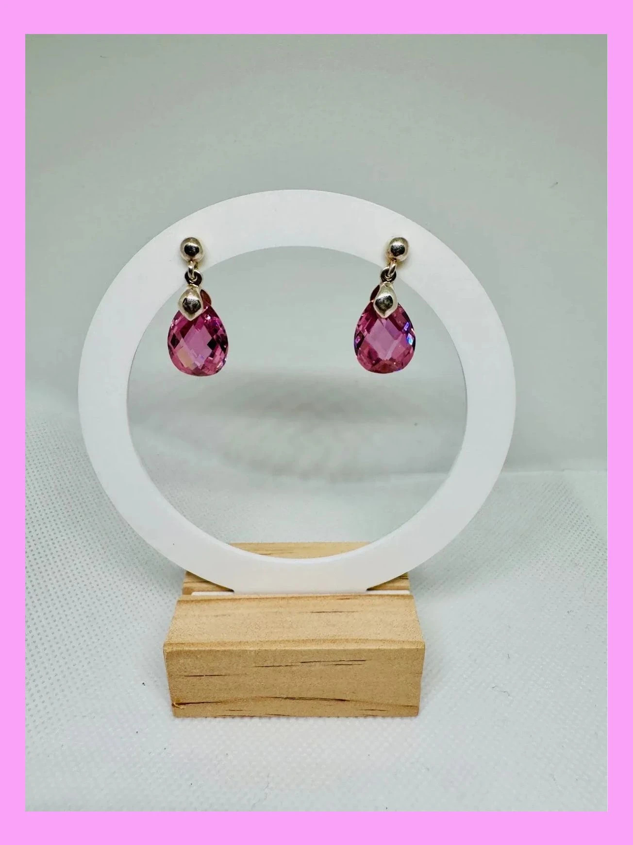 Pendientes plata con piedra topacio rosa tallado 🦋 – Plata 925