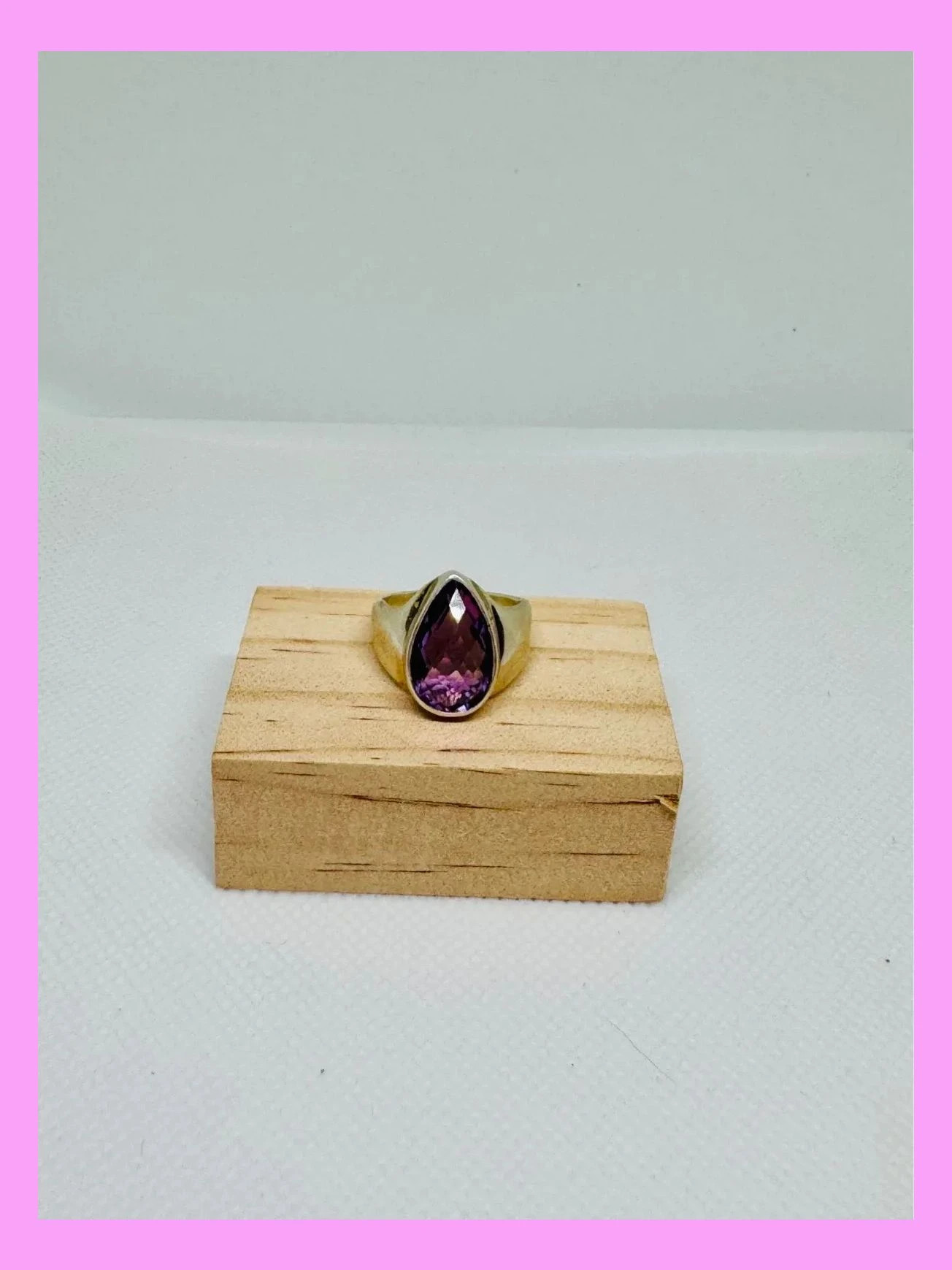 Anillo plata 925 con piedra amatista de Brasil talla 18 🦋