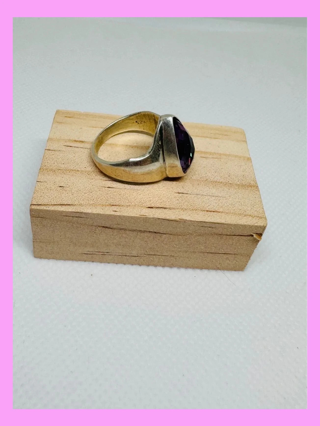 Anillo plata 925 con piedra amatista de Brasil talla 18 🦋 – Plata 925 – taille 18,1 mm 5