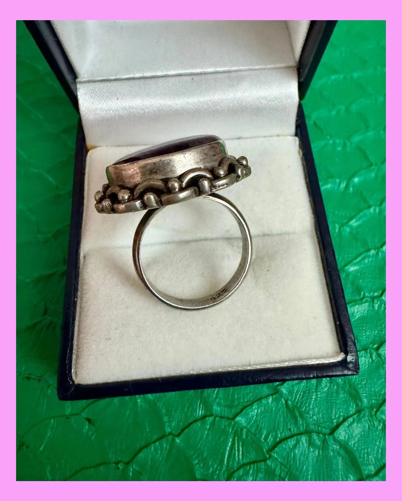 Anillo plata 925 vintage con piedra charoita rusa 🦋 – Plata – taille 16,1 mm 4