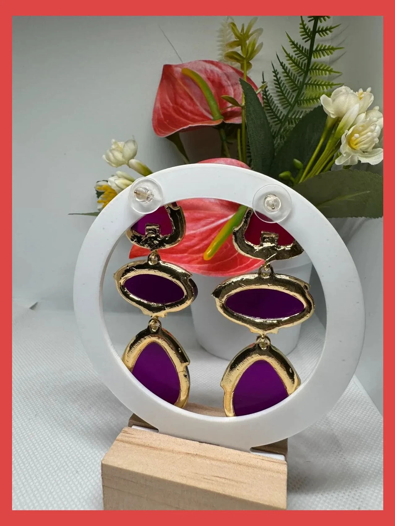 Pendientes largo acero y recina 🦋 – Acero 3