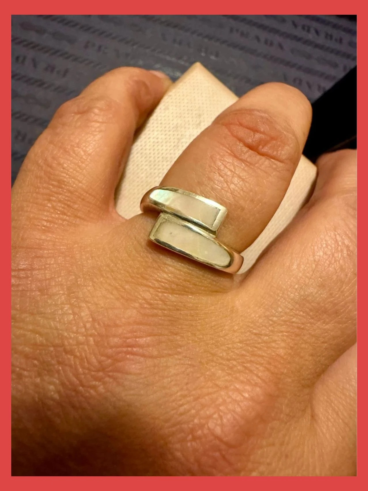 Anillo plata925 con nácar 🦋 – Vintage Dressing – taille 16,9 mm 5