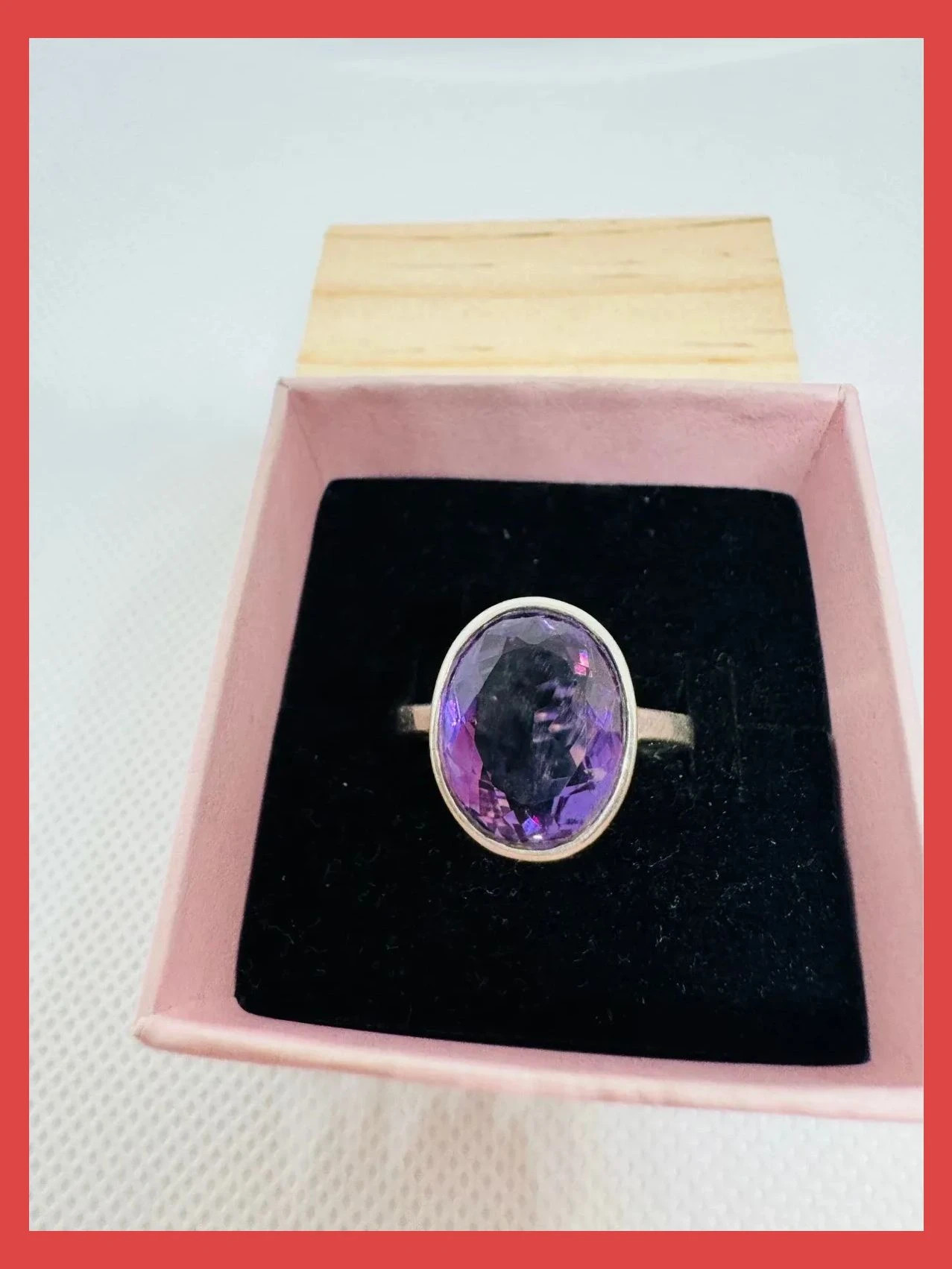 Anillo plata 925 vintage con piedra amatista de Brasil , talla 19 🦋 – Plata de Ley – taille 18,5 mm 2