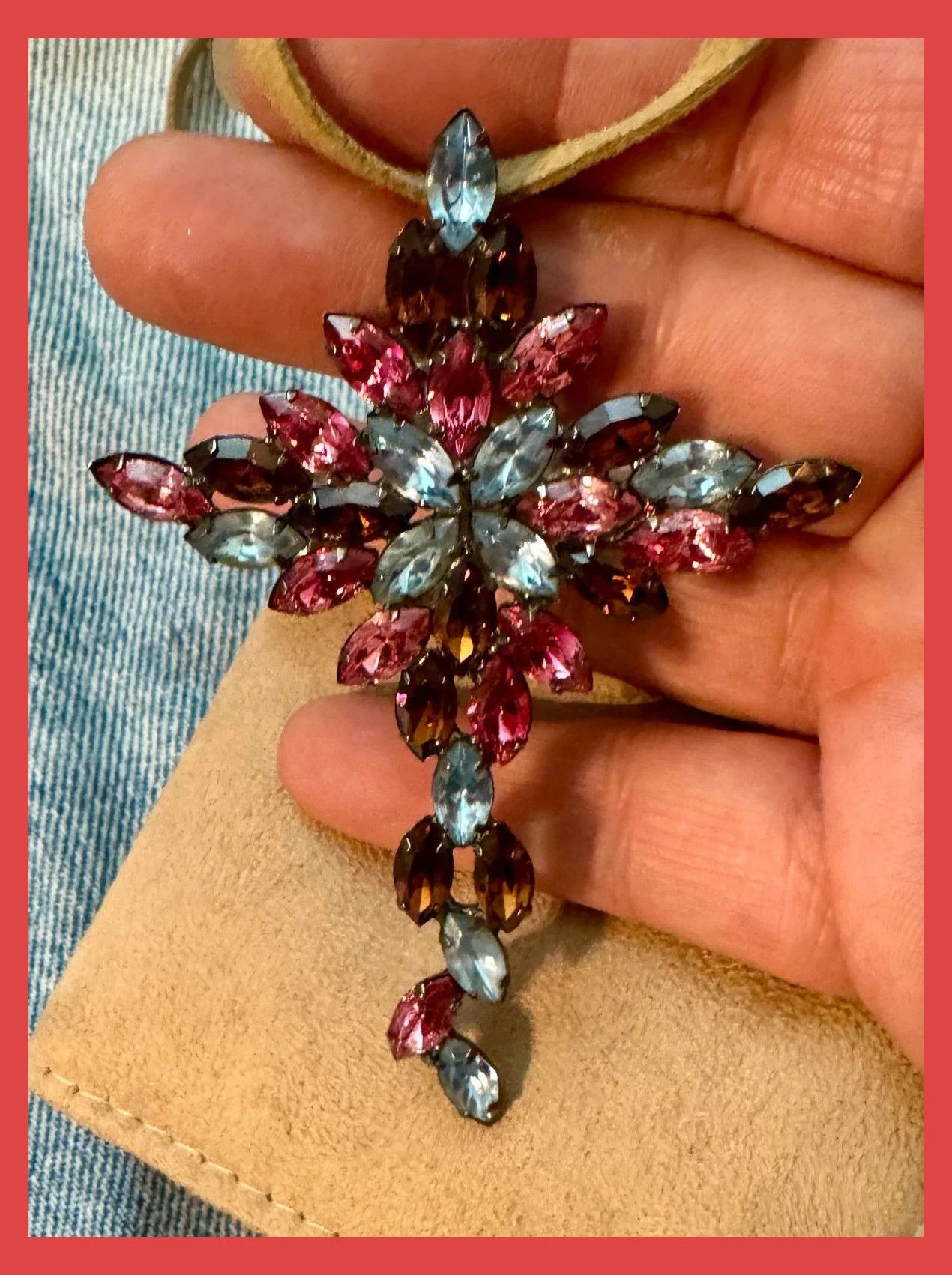 Colgante cruz piedras cristal brilla mucho 🦋 – Vintage Dressing 5