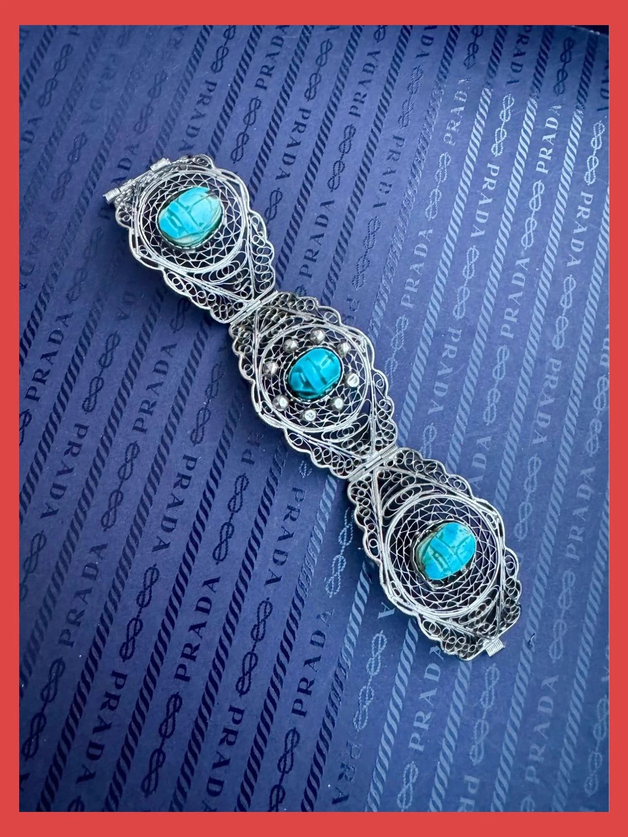 Pulsera alpaca con piedra turquesa 🦋 – Vintage Dressing