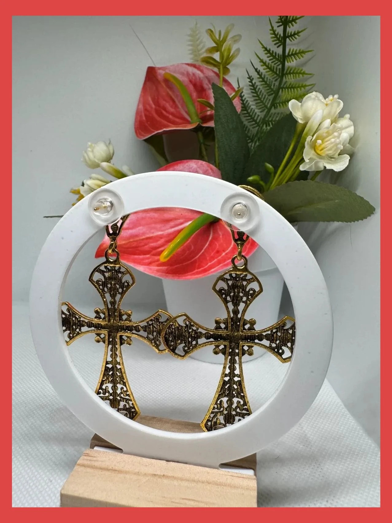 Pendientes cruz dorado efecto envejecido 🦋 – Vintage 3
