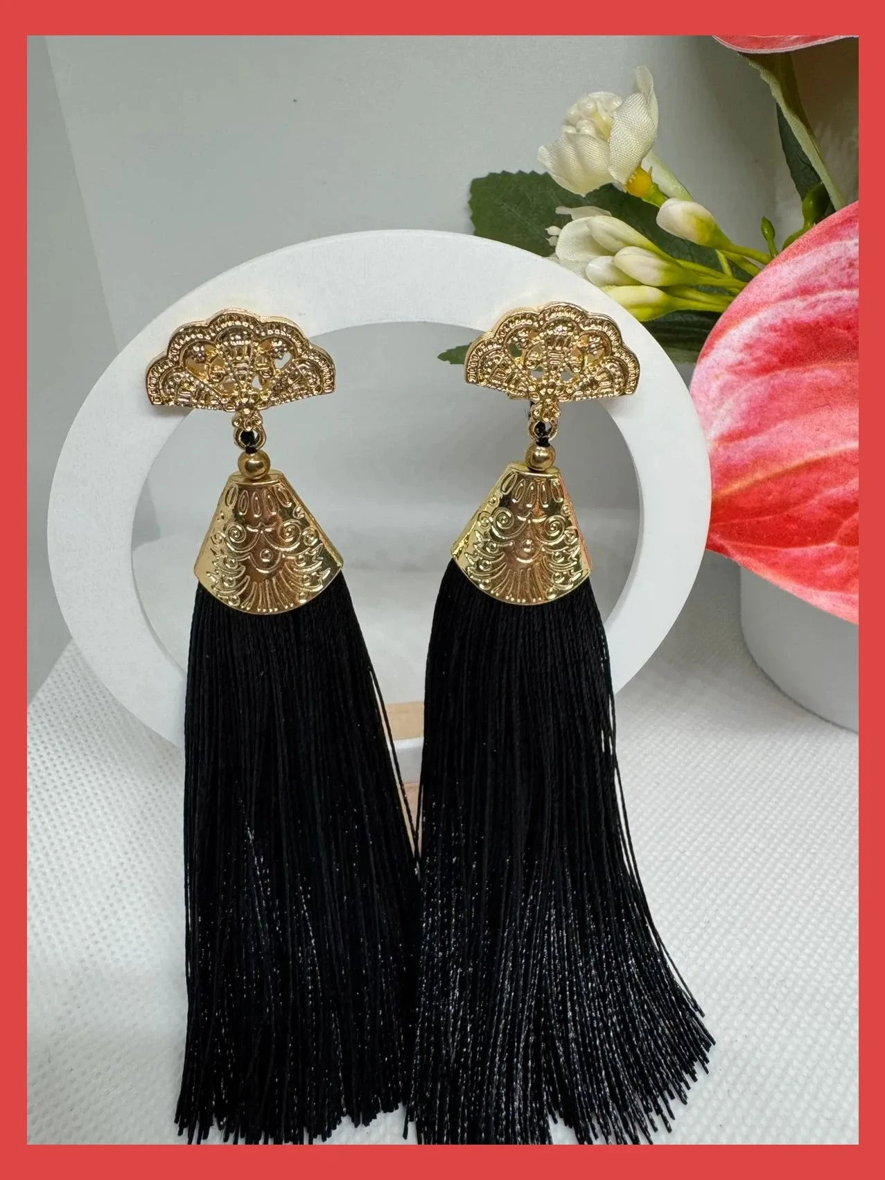 Pendientes largo acero con borlas 🦋 – Acero 2