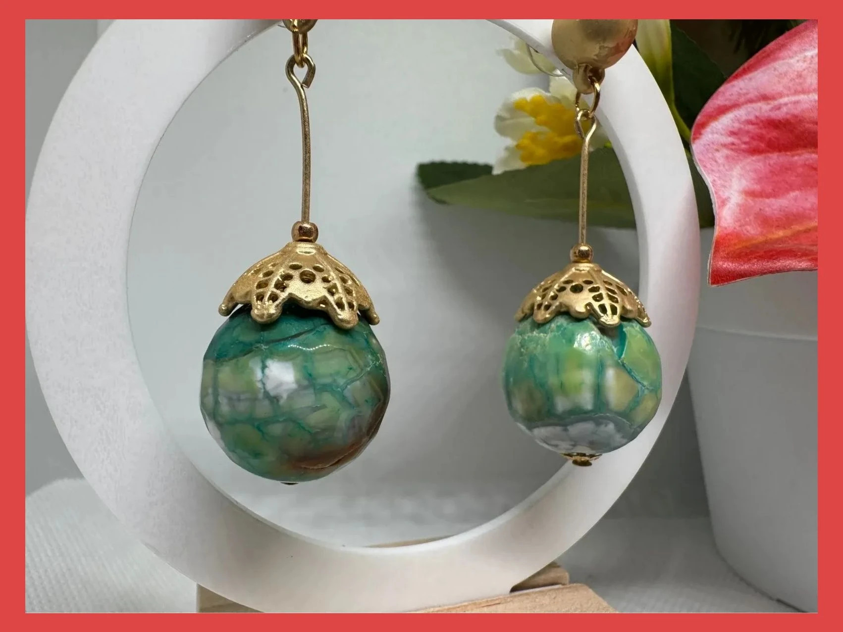 Pendientes acero con piedra natural 🦋 – Acero 2