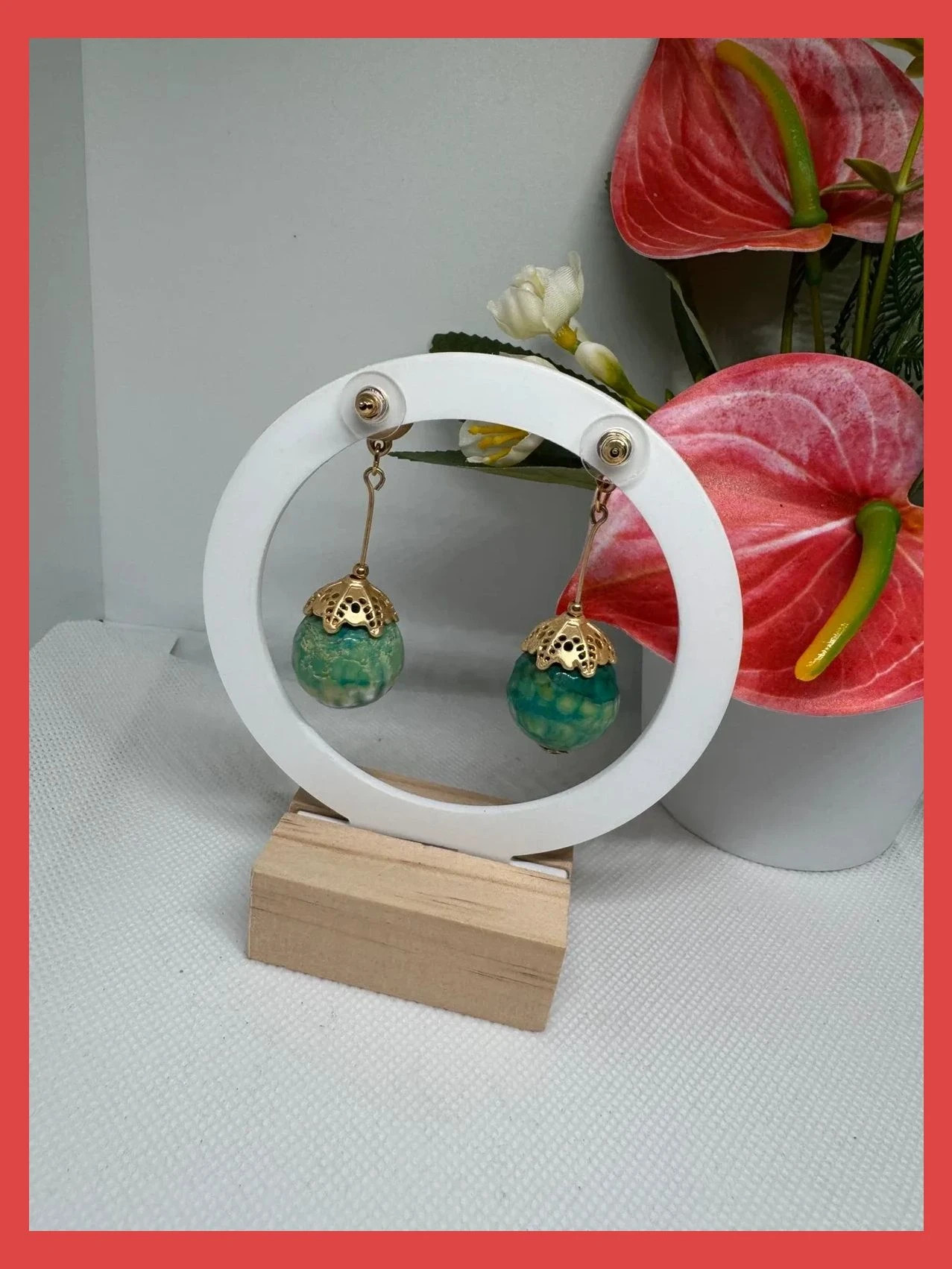 Pendientes acero con piedra natural 🦋 – Acero 3