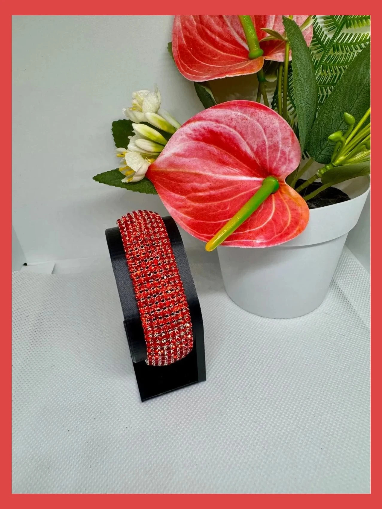 Pulsera piedras strass color rojo 🦋
