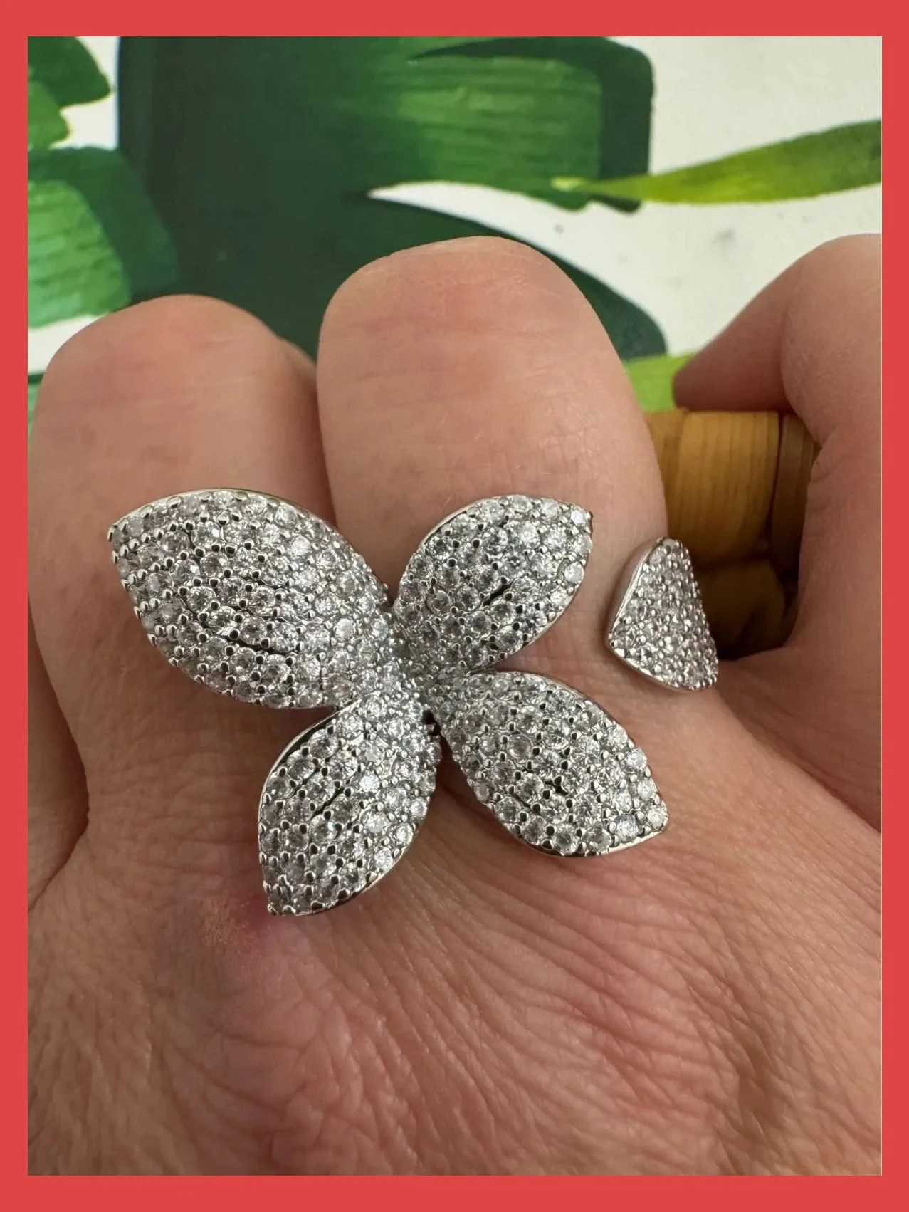 Anillo acero inoxidable con piedras strass, ajustable 🦋 – La Boutique – taille Ajustable 2