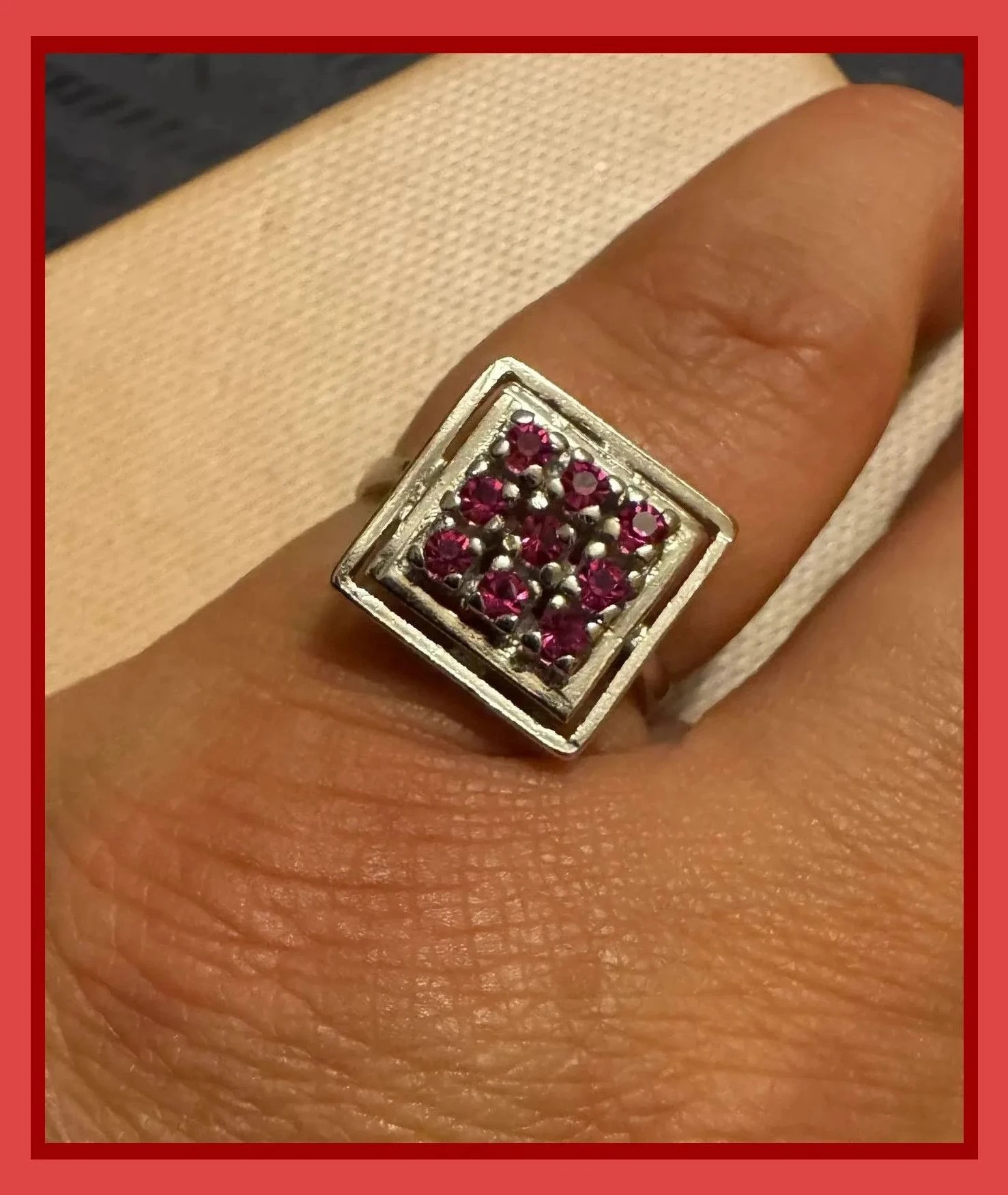 Anillo plata 915 con piedras rubies 🦋 – Plata – taille 16,5 mm 5
