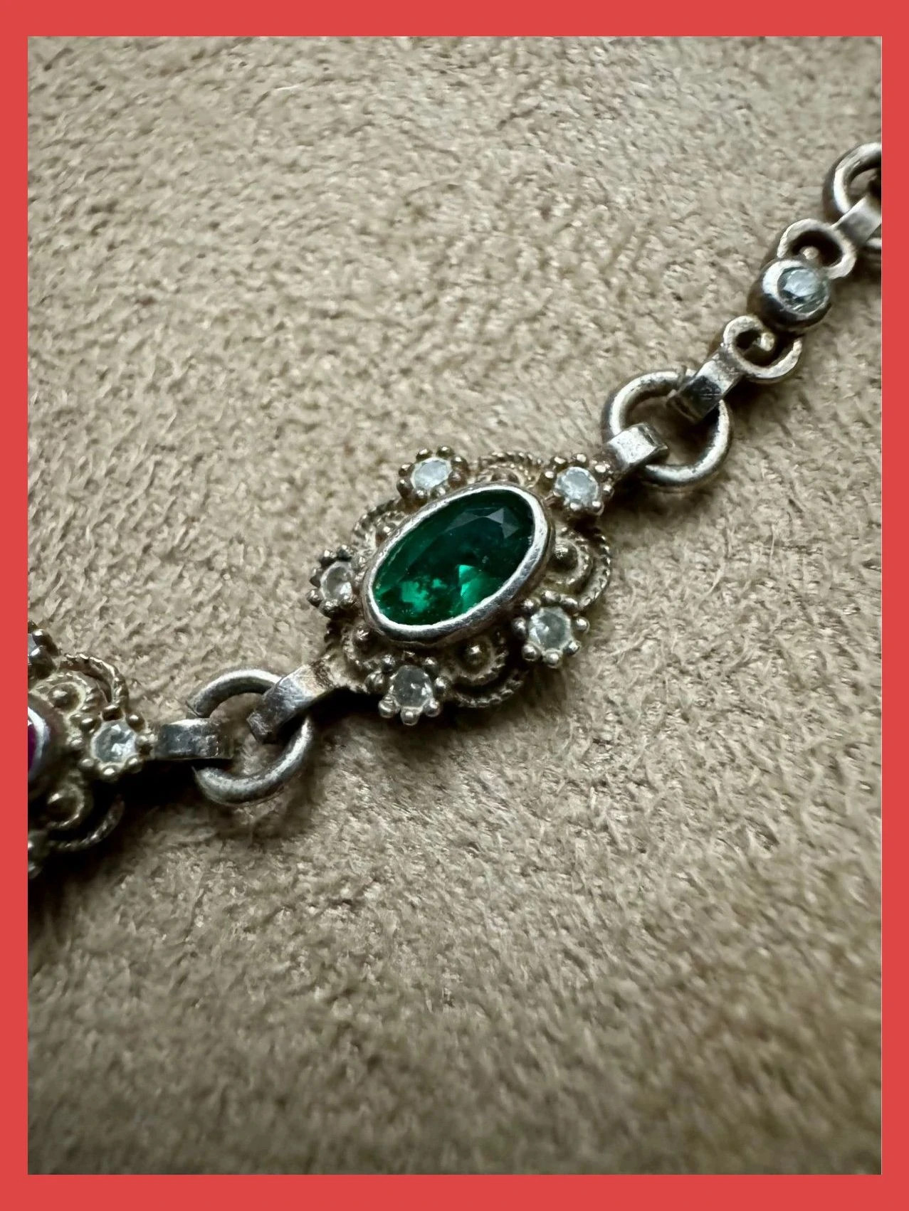 Pulsera plata 925 vintage con piedras preciosas Zafiro , Rubie,esmeralda 🦋 – Vintage Dressing 5