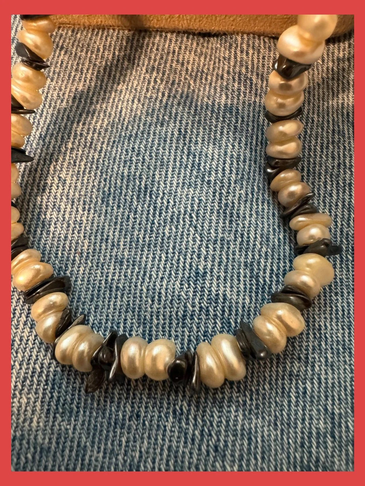 Collar vintage perlas naturales y piedra hematita 🦋 – Vintage Dressing 2