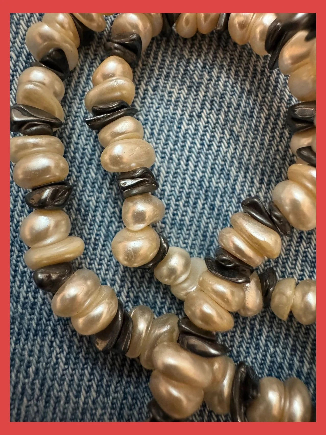 Collar vintage perlas naturales y piedra hematita 🦋 – Vintage Dressing 4