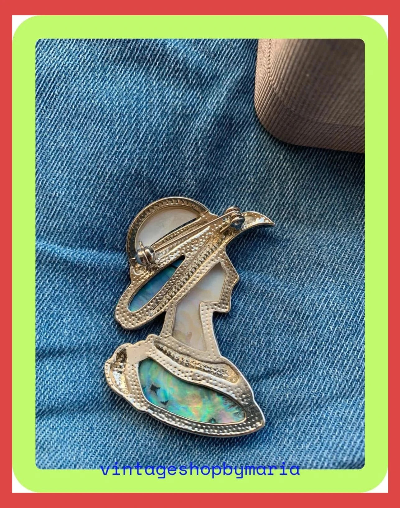 Broche vintage de acero y nacar 🦋 – Vintage 2