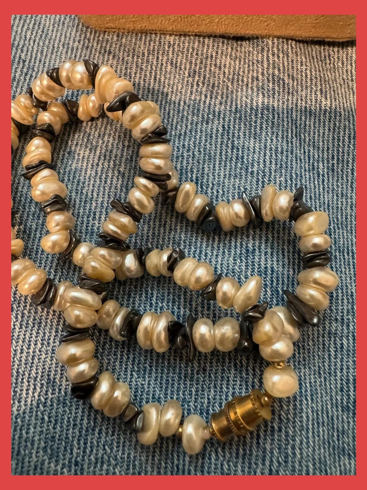 Collar vintage perlas naturales y piedra hematita 🦋 – Vintage Dressing 3